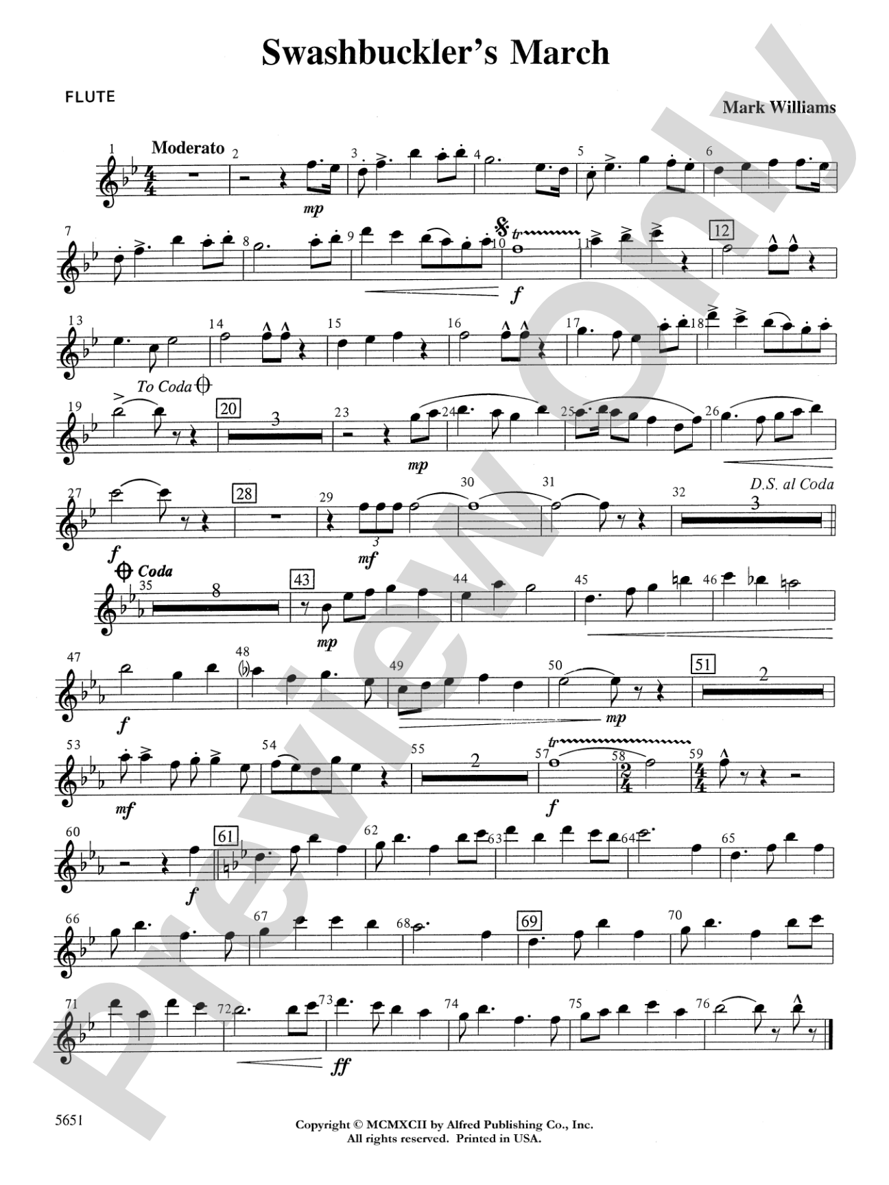 Swashbuckler's March: Flute
