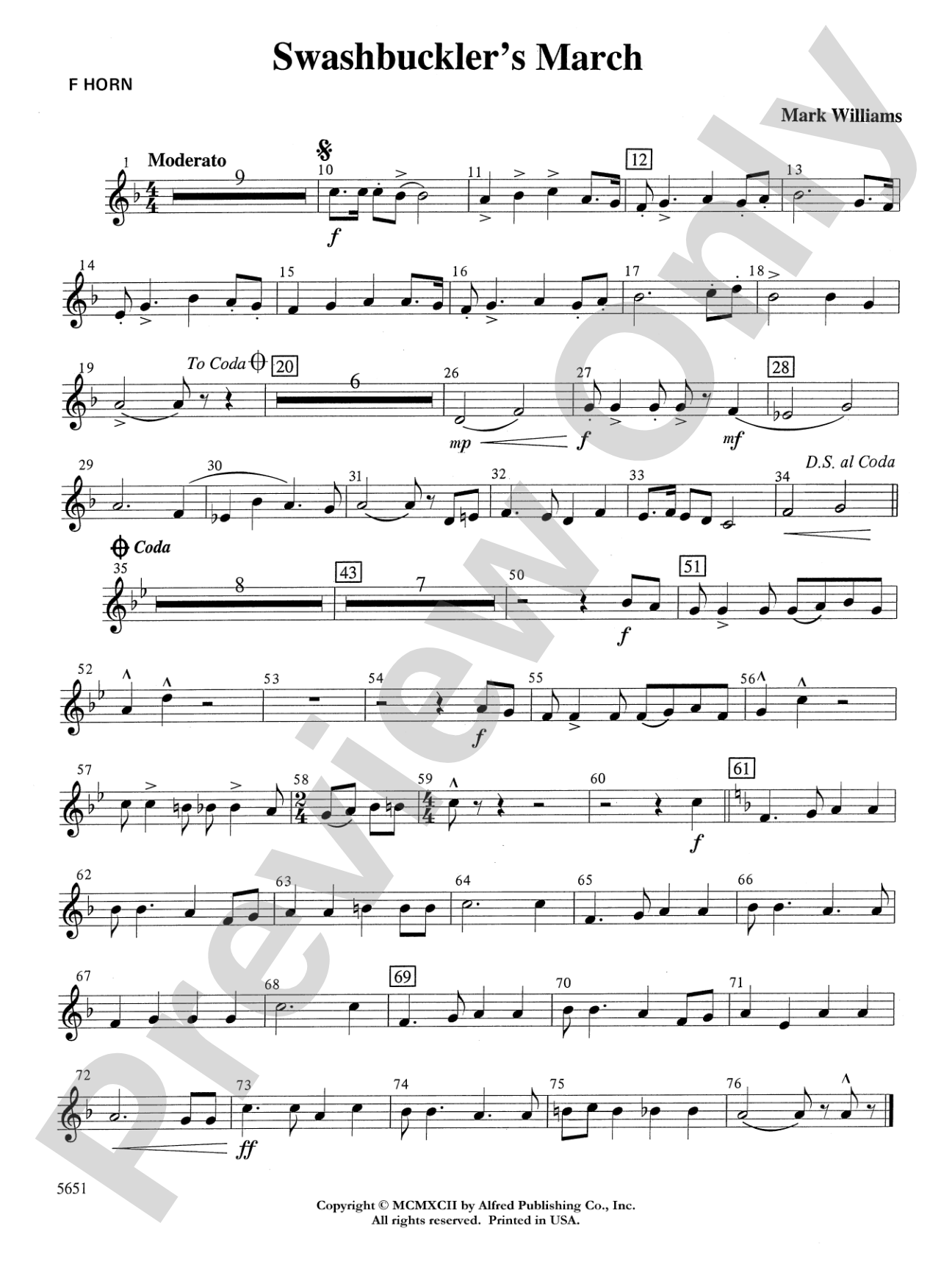 Swashbuckler's March: 1st F Horn