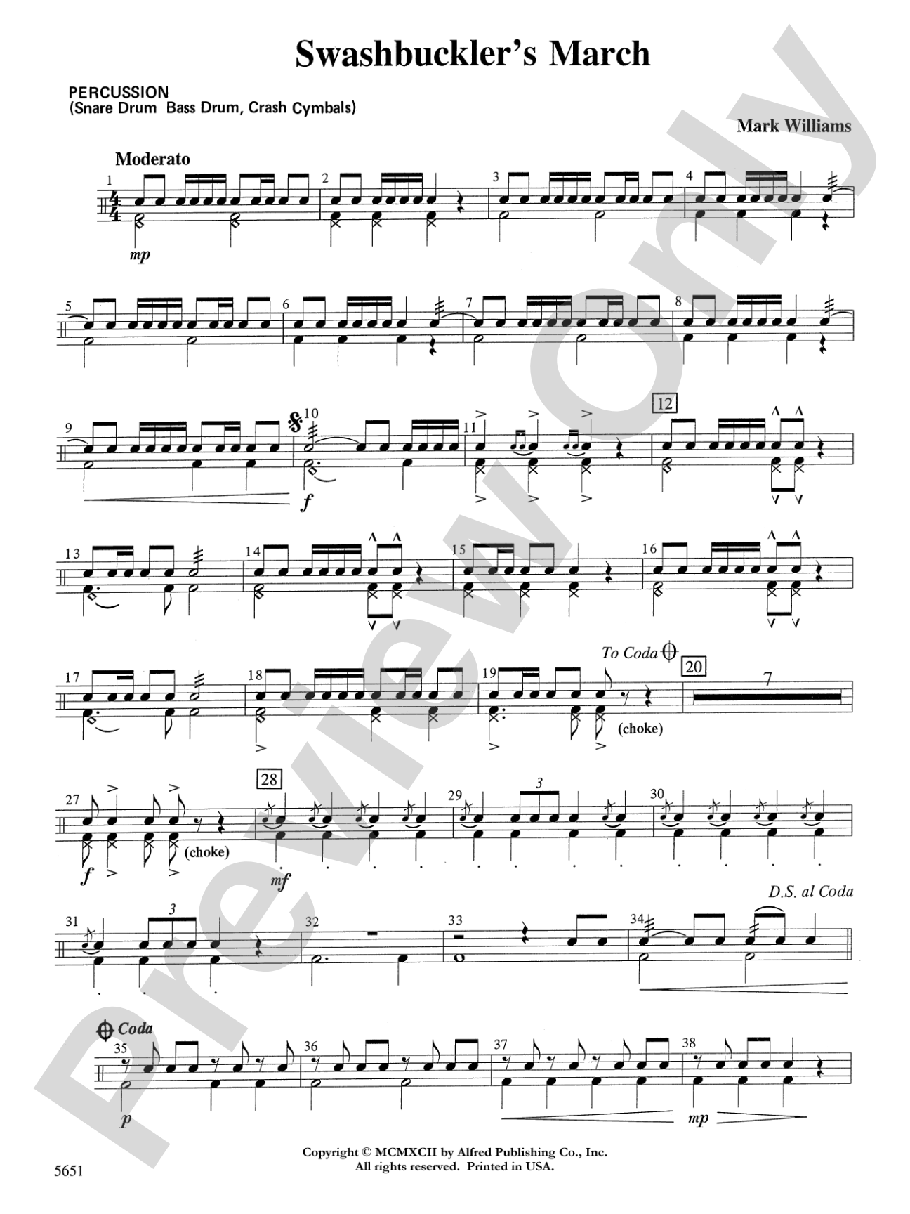 Swashbuckler's March: 1st Percussion