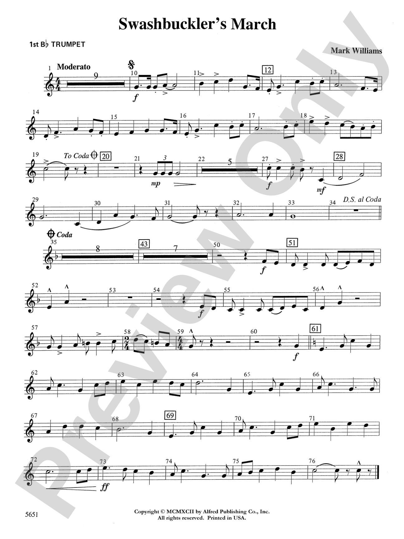 Swashbuckler's March: 1st B-flat Trumpet