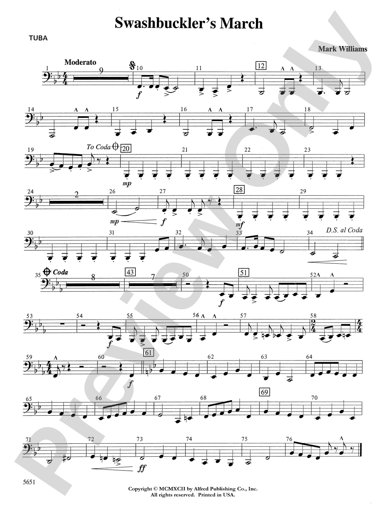 Swashbuckler's March: Tuba
