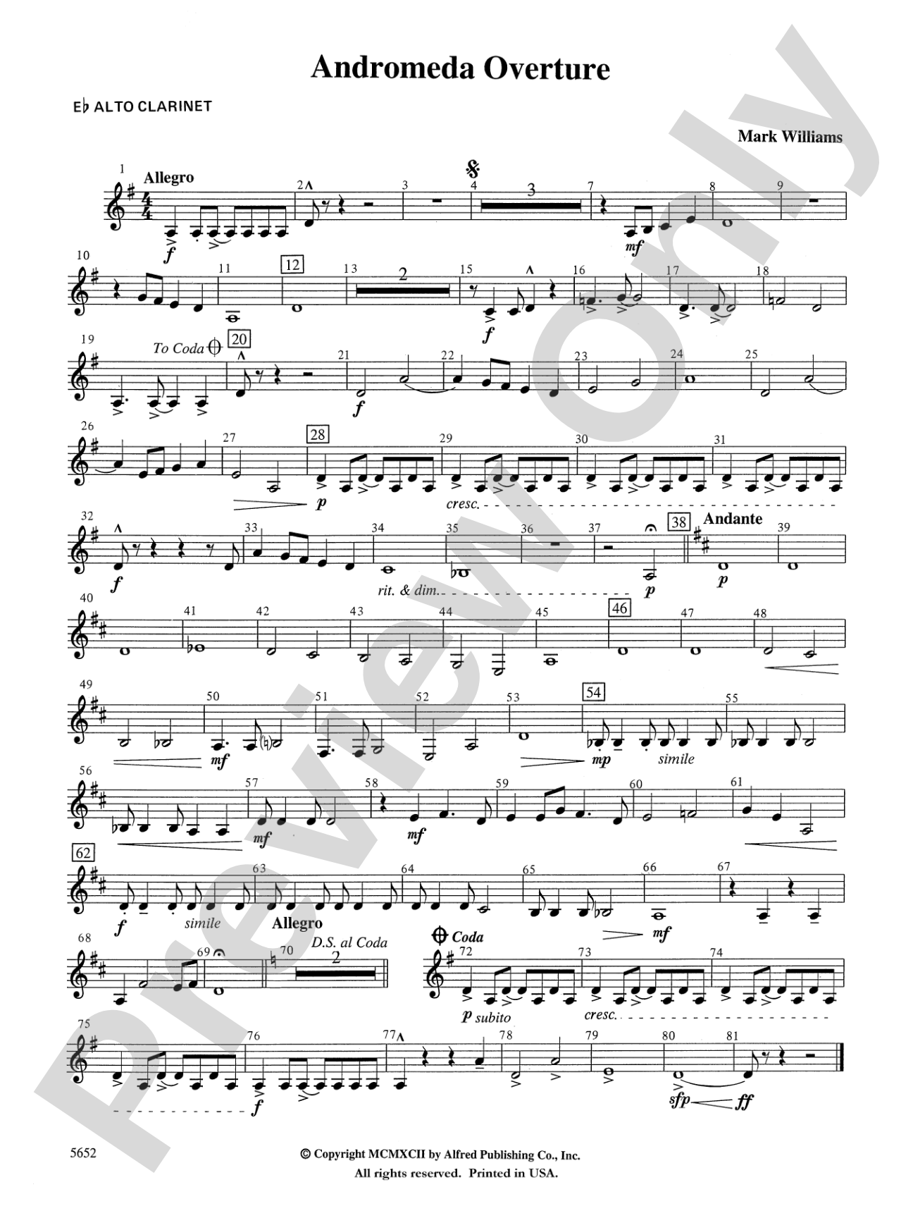 Andromeda Overture: E-flat Alto Clarinet