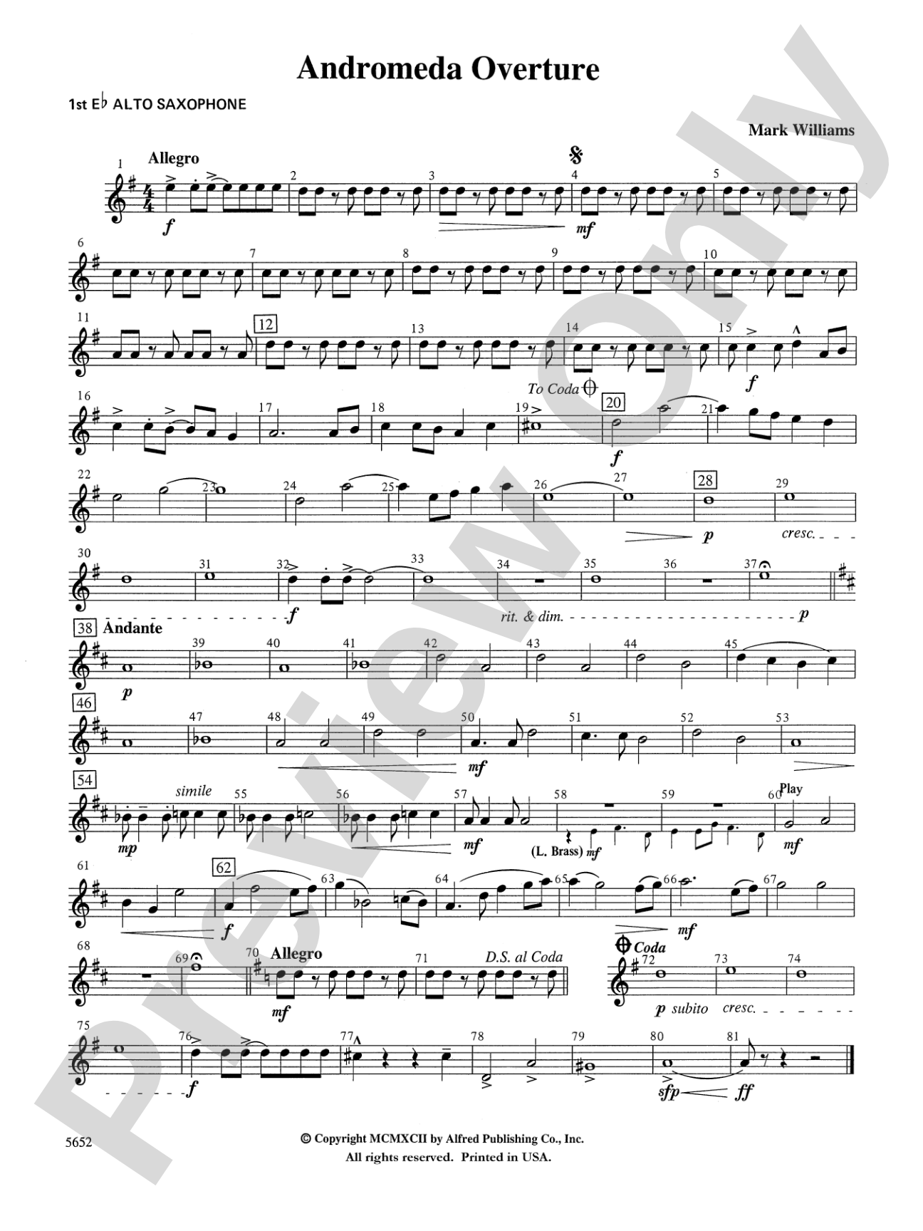 Andromeda Overture: E-flat Alto Saxophone