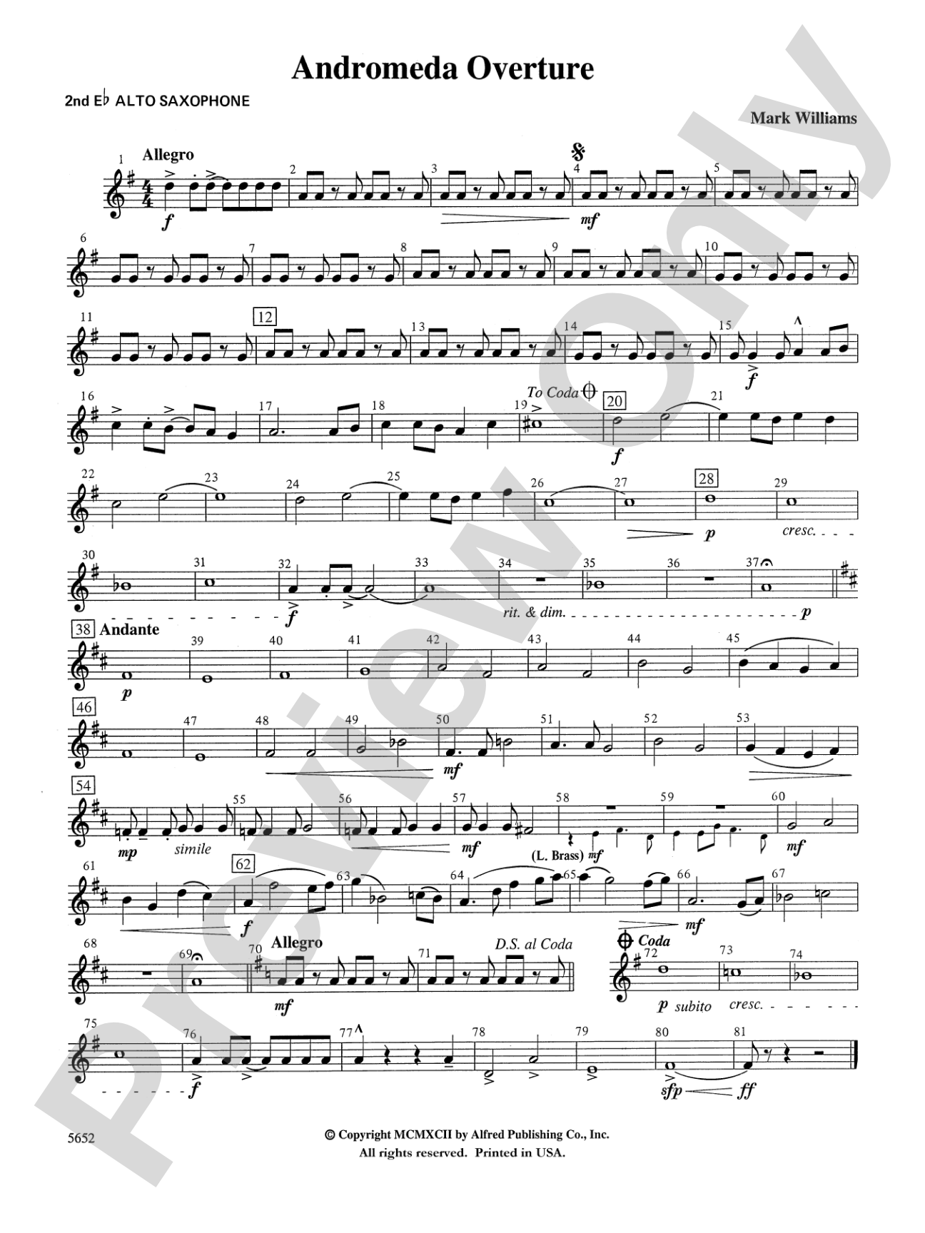 Andromeda Overture: 2nd E-flat Alto Saxophone
