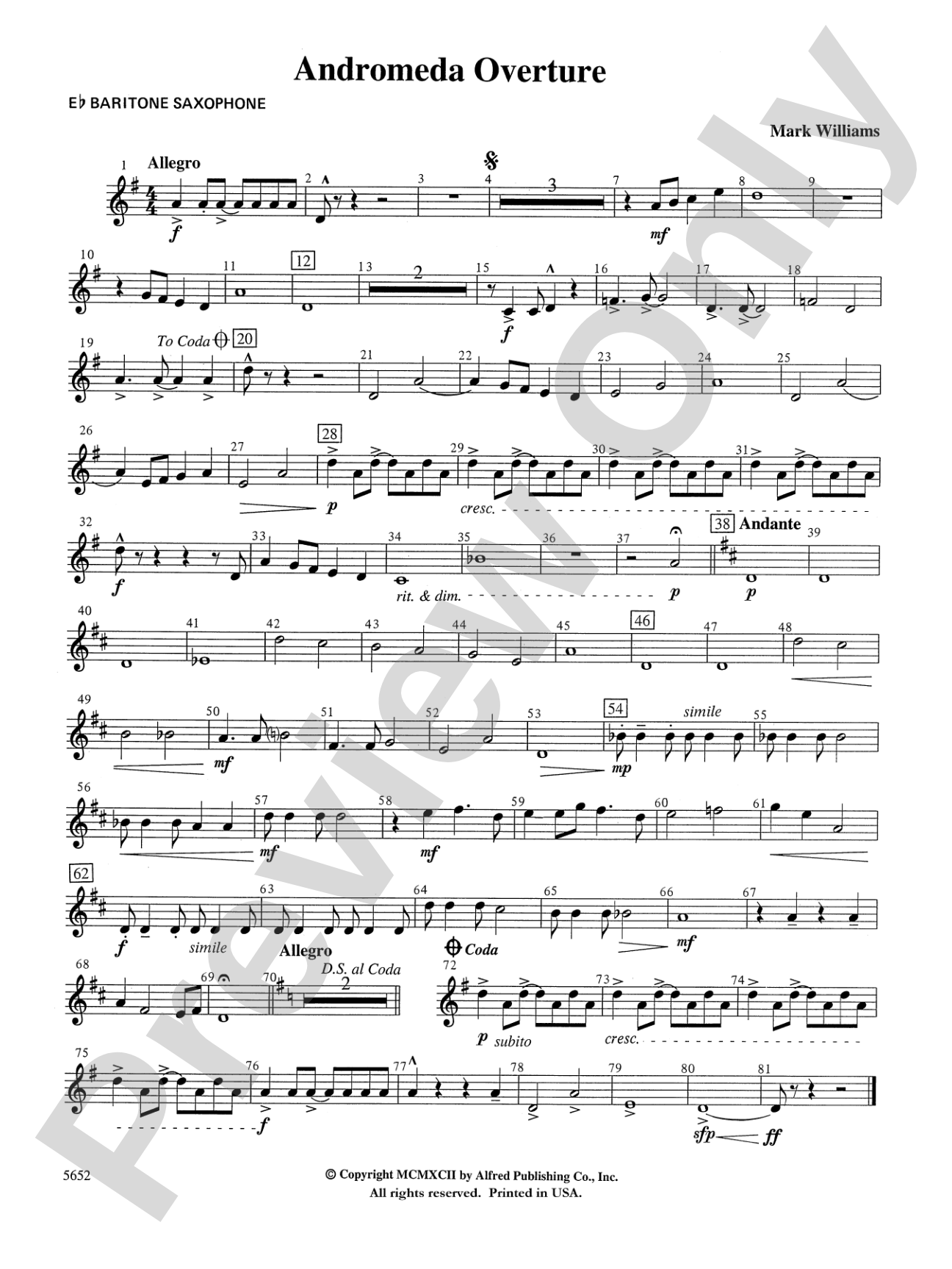 Andromeda Overture: E-flat Baritone Saxophone