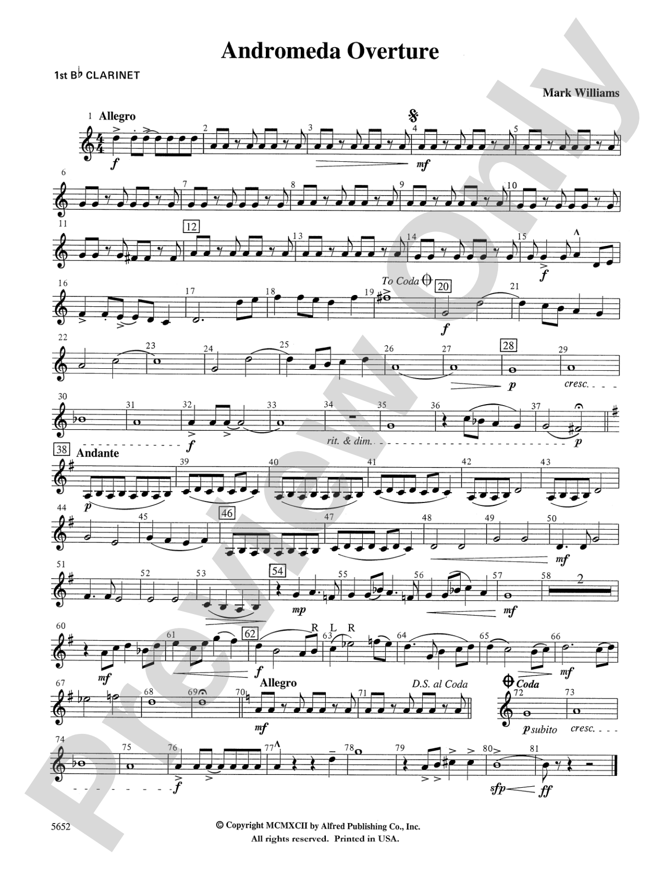 Andromeda Overture: 1st B-flat Clarinet