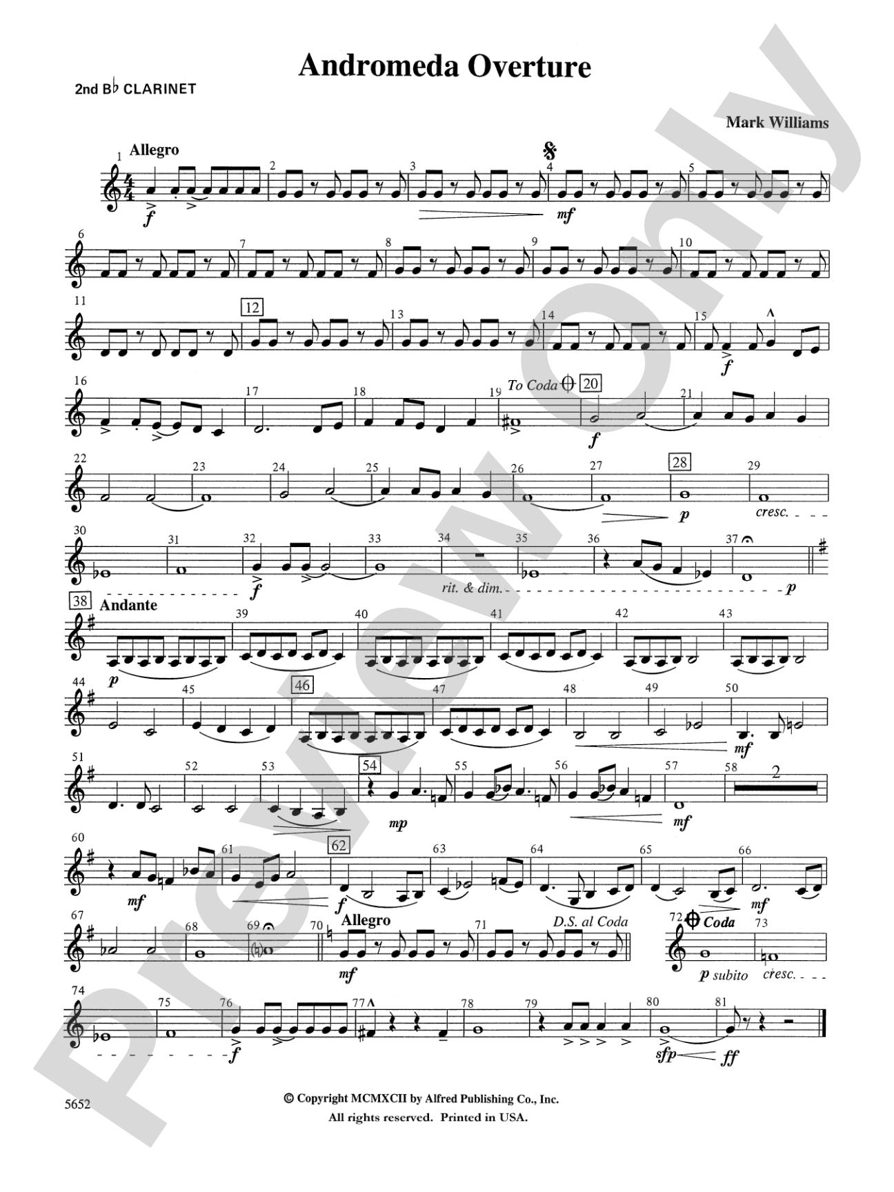 Andromeda Overture: 2nd B-flat Clarinet