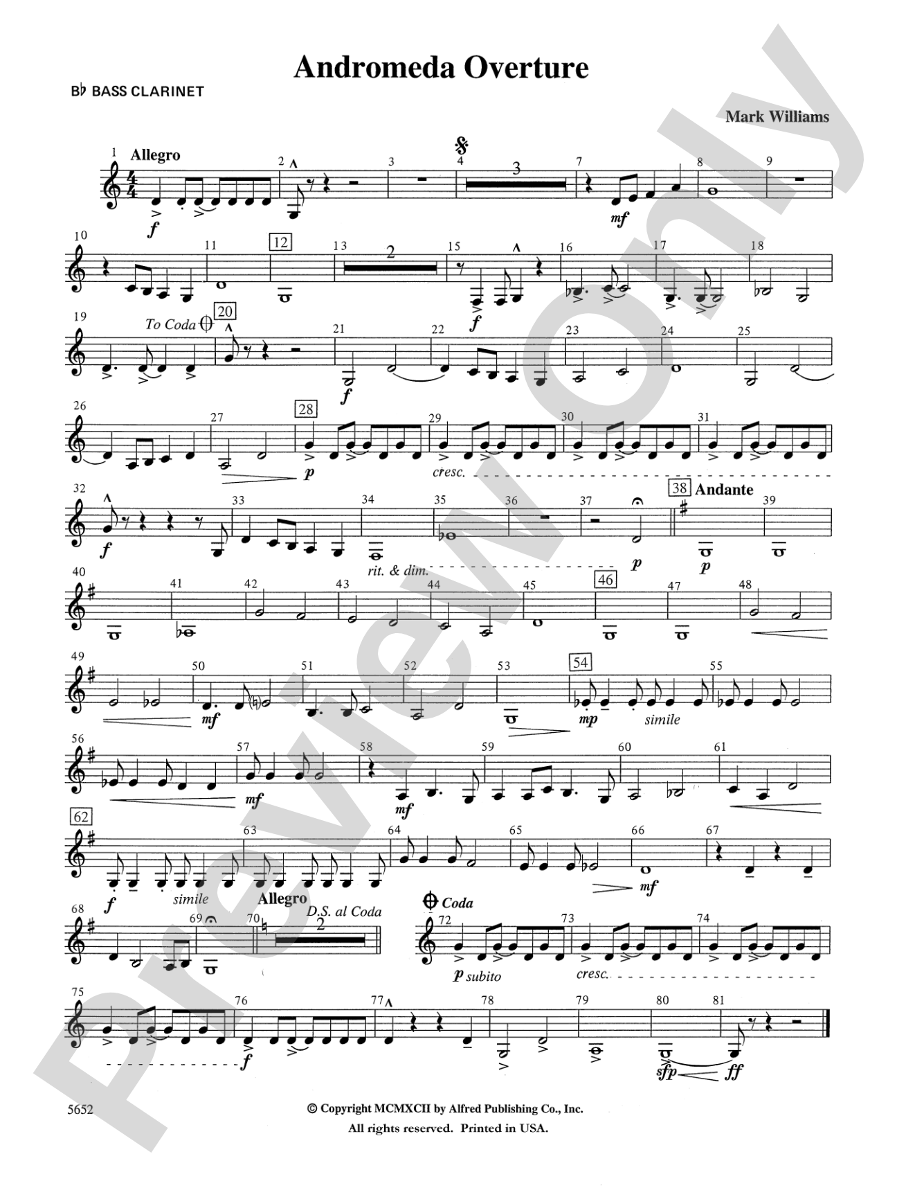 Andromeda Overture: B-flat Bass Clarinet