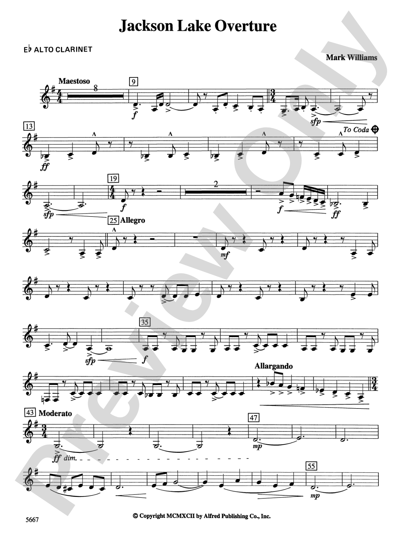 Jackson Lake Overture: E-flat Alto Clarinet