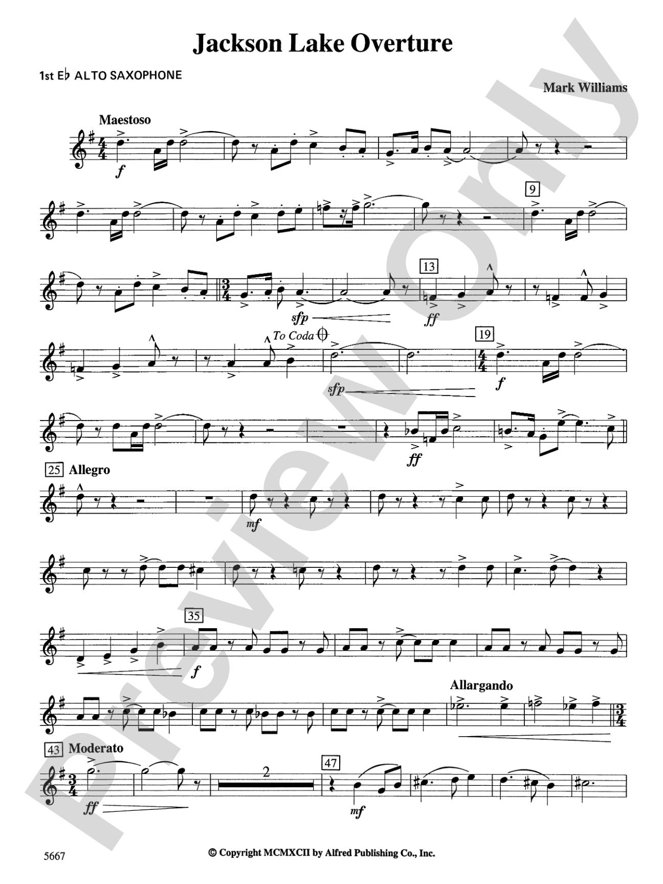 Jackson Lake Overture: E-flat Alto Saxophone