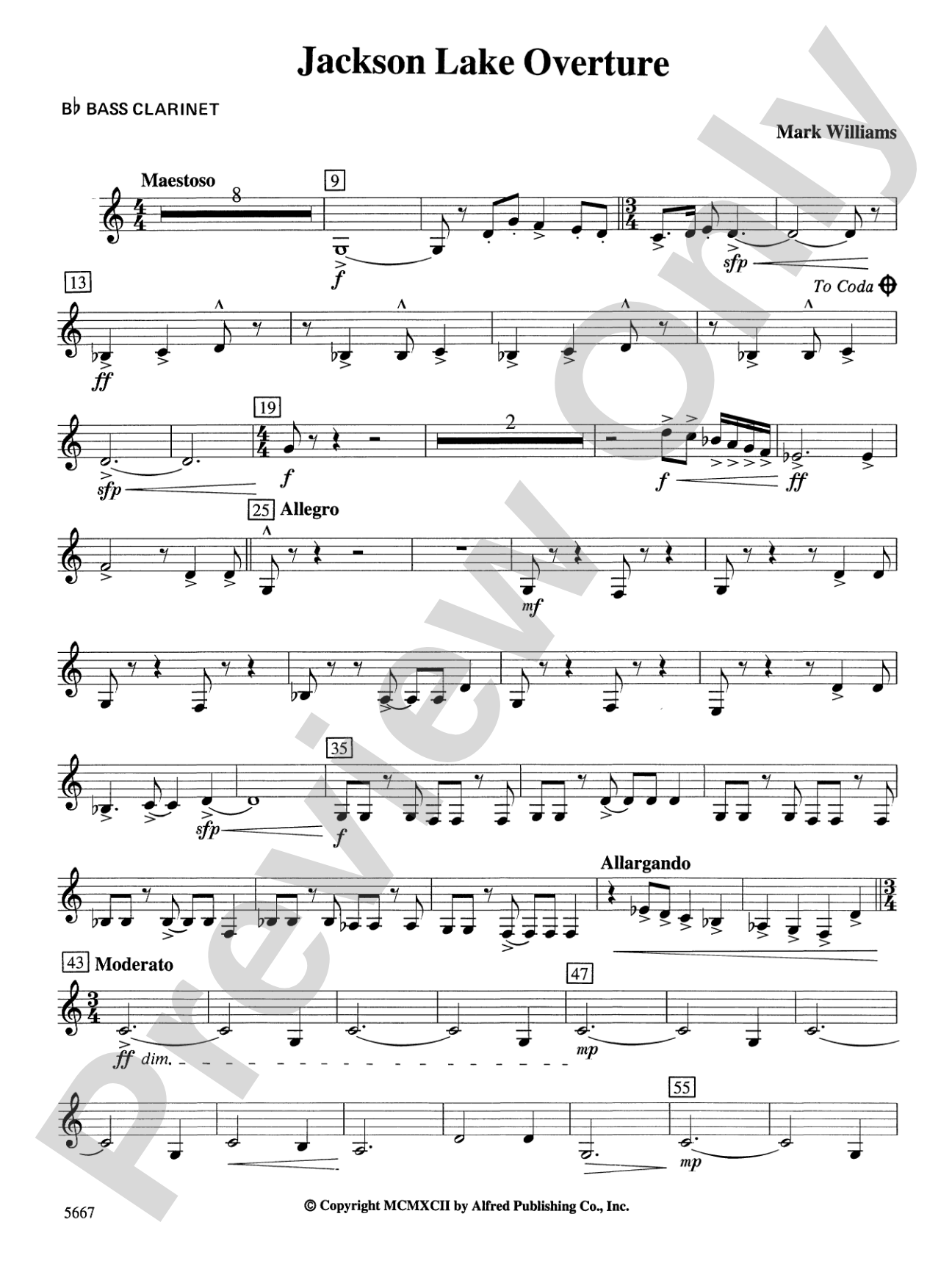 Jackson Lake Overture: B-flat Bass Clarinet
