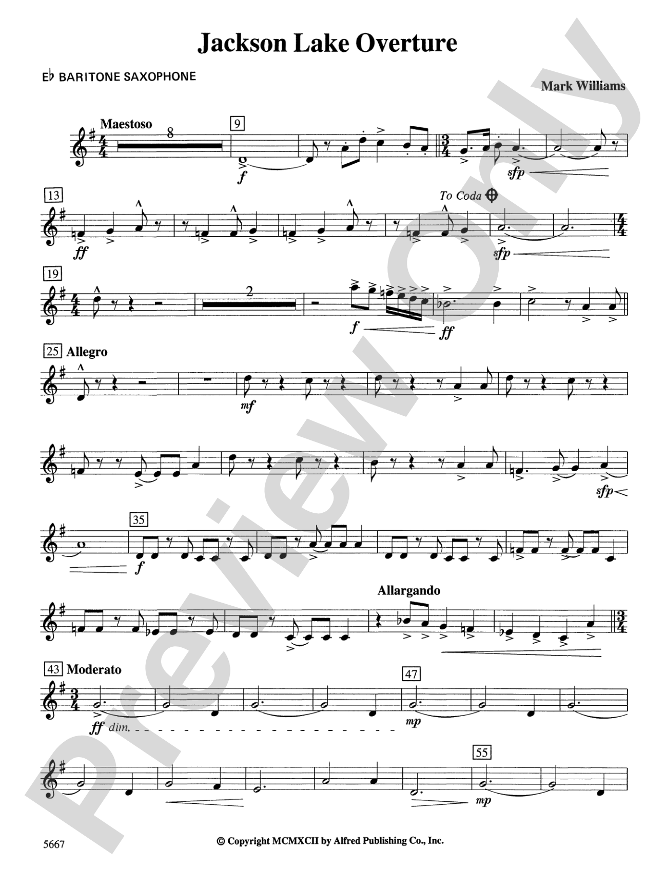 Jackson Lake Overture: E-flat Baritone Saxophone