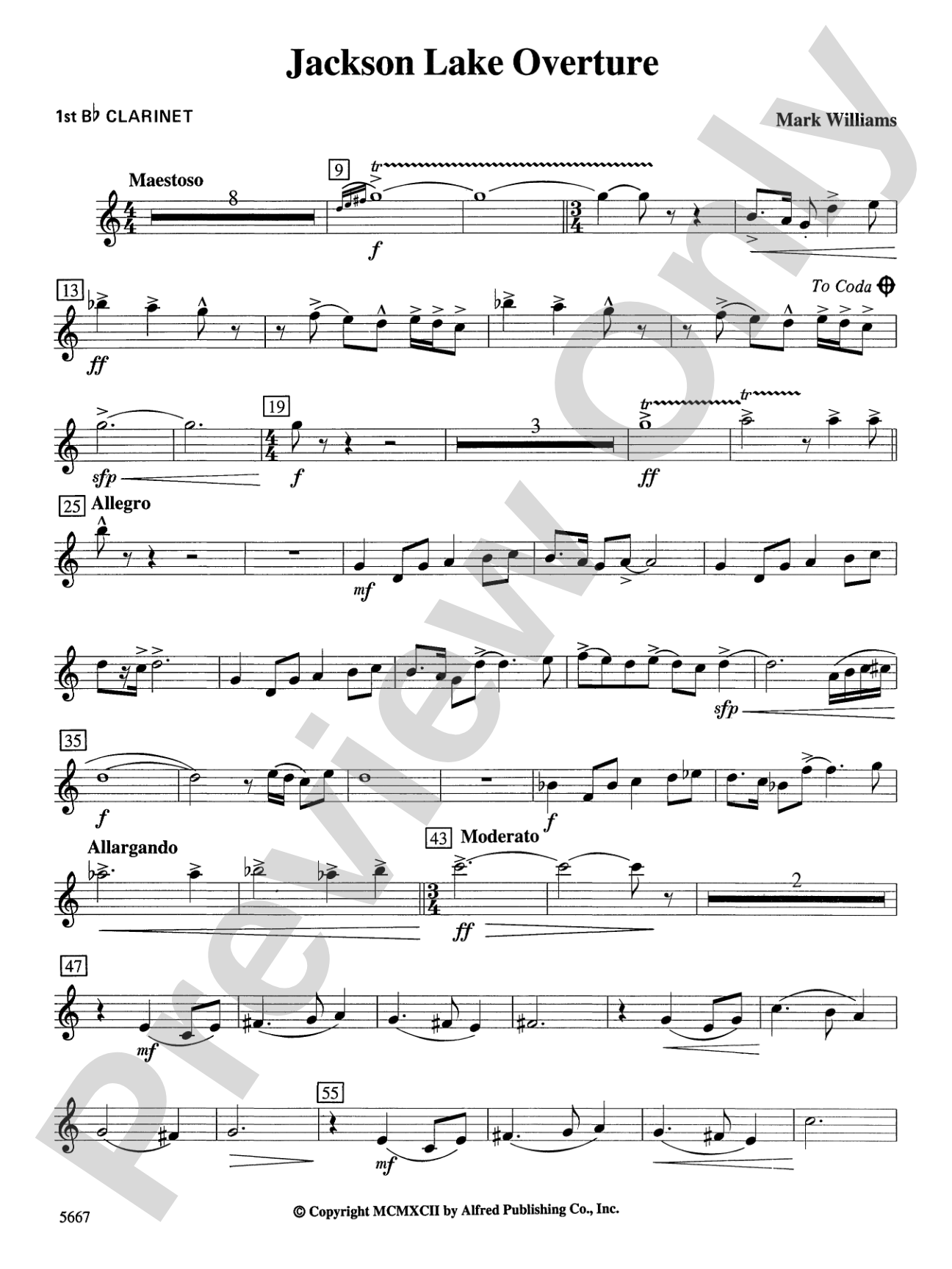Jackson Lake Overture: 1st B-flat Clarinet
