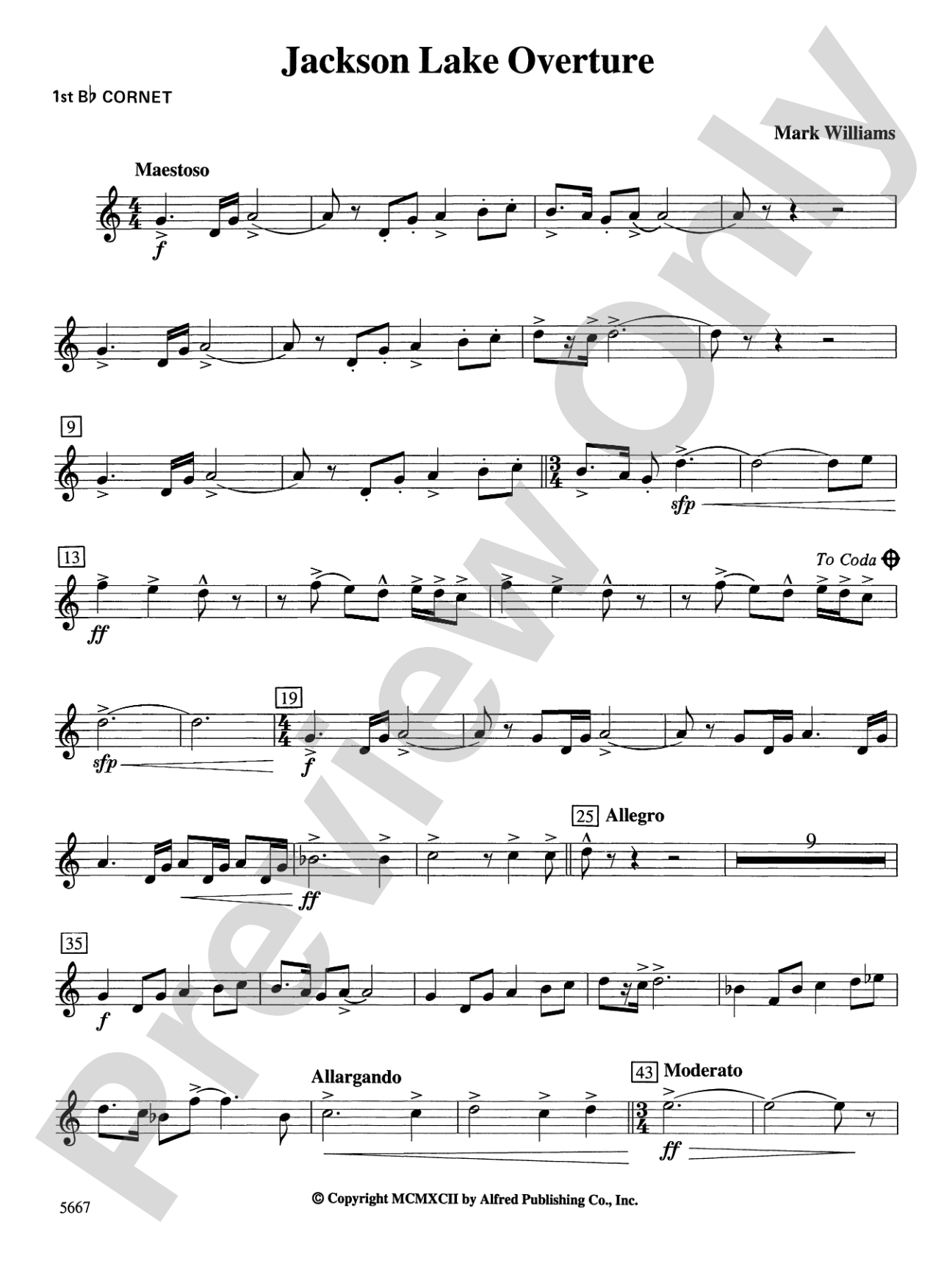 Jackson Lake Overture: 1st B-flat Cornet