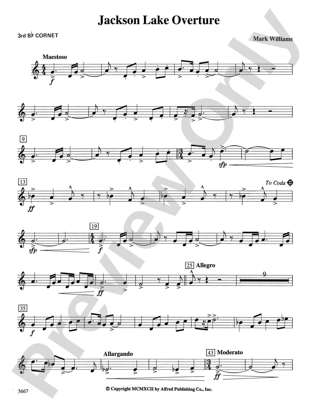 Jackson Lake Overture: 3rd B-flat Cornet
