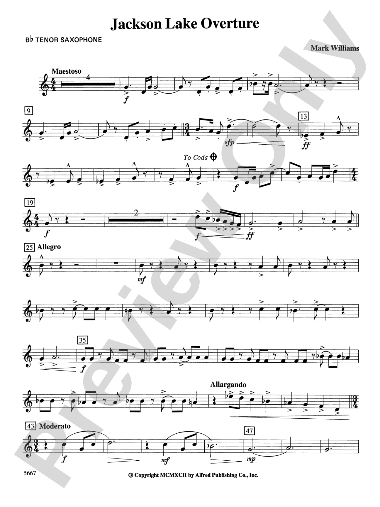 Jackson Lake Overture: B-flat Tenor Saxophone