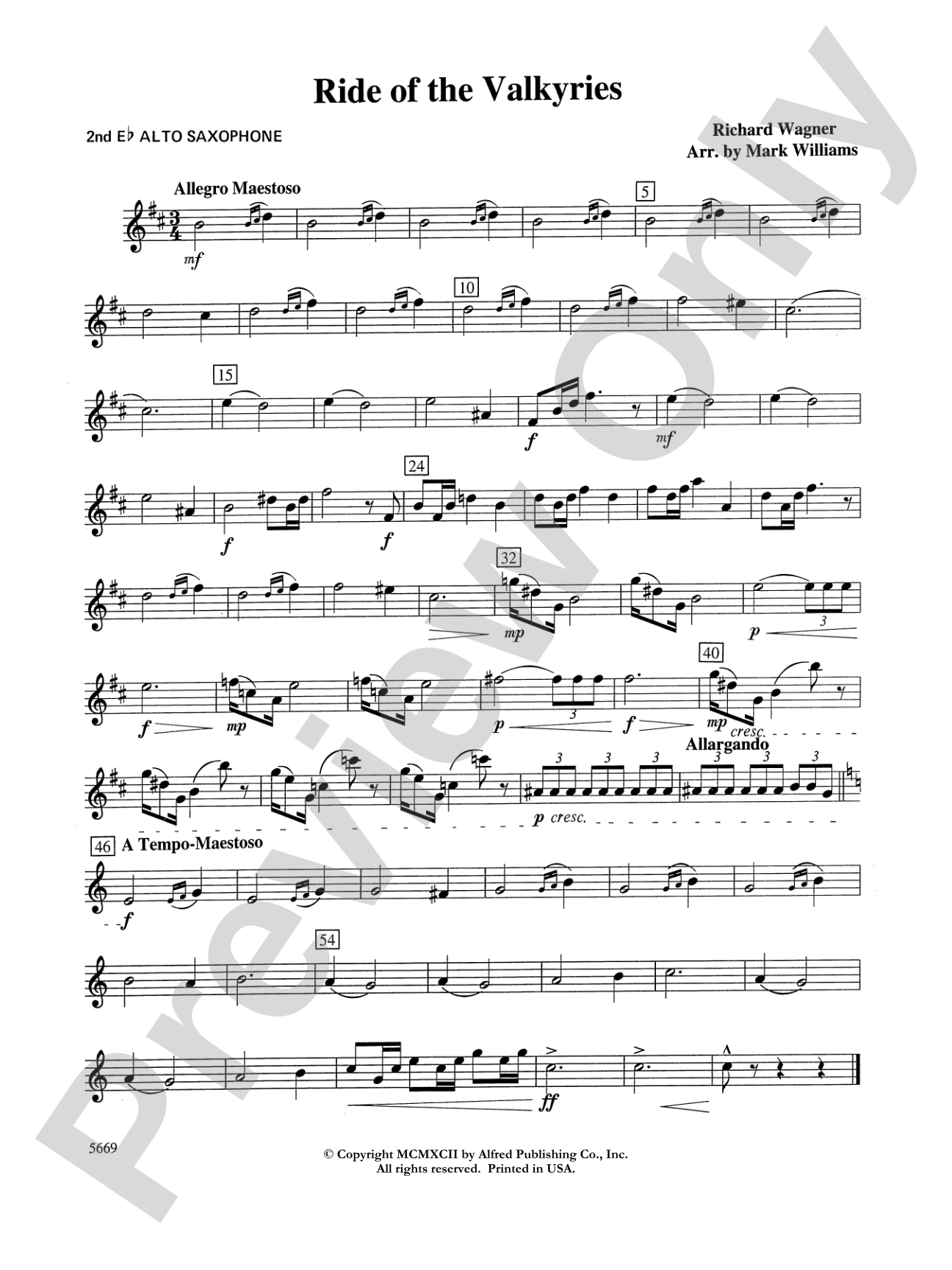 Ride of the Valkyries: 2nd E-flat Alto Saxophone