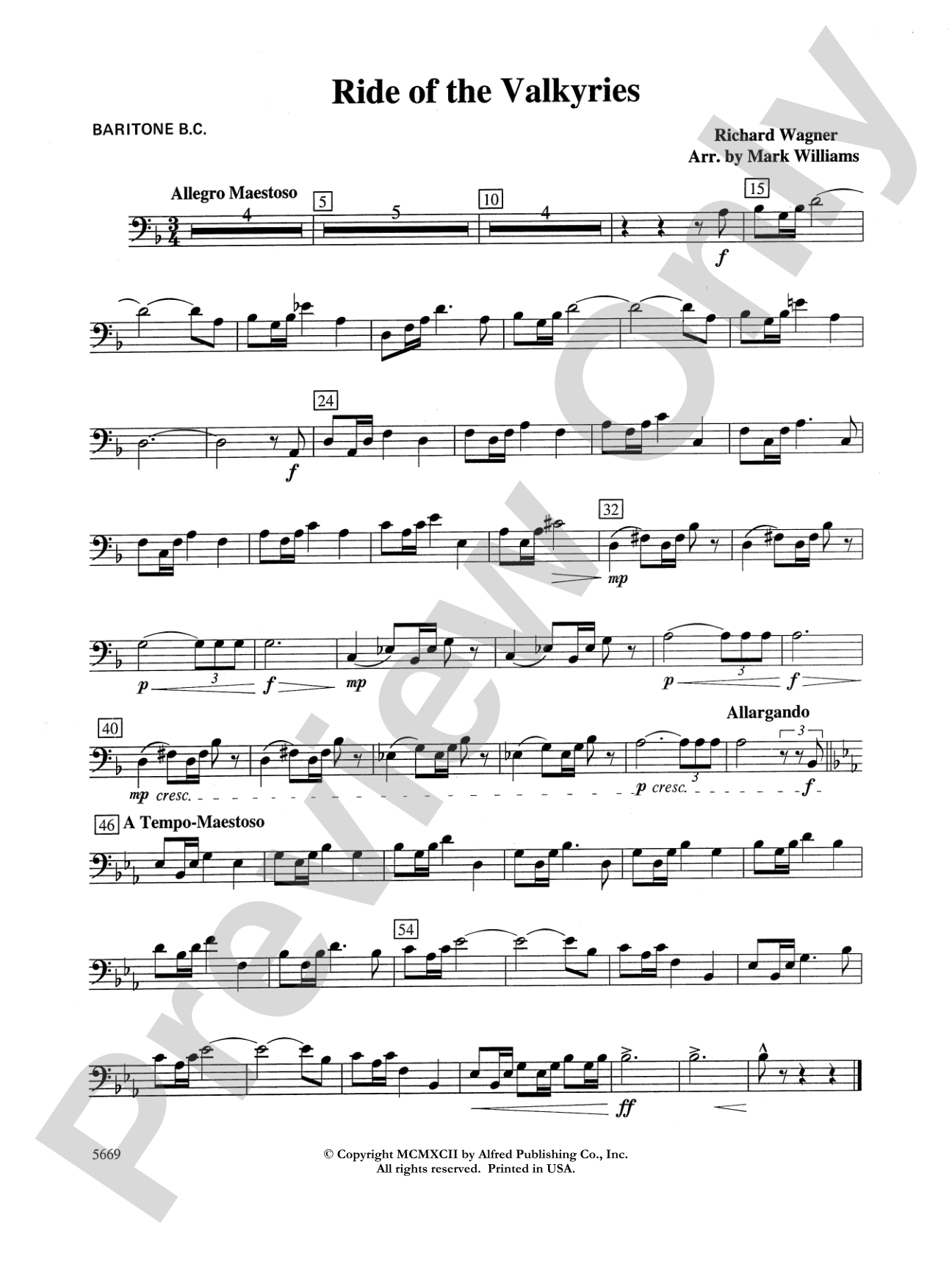 Ride of the Valkyries: Baritone B.C.