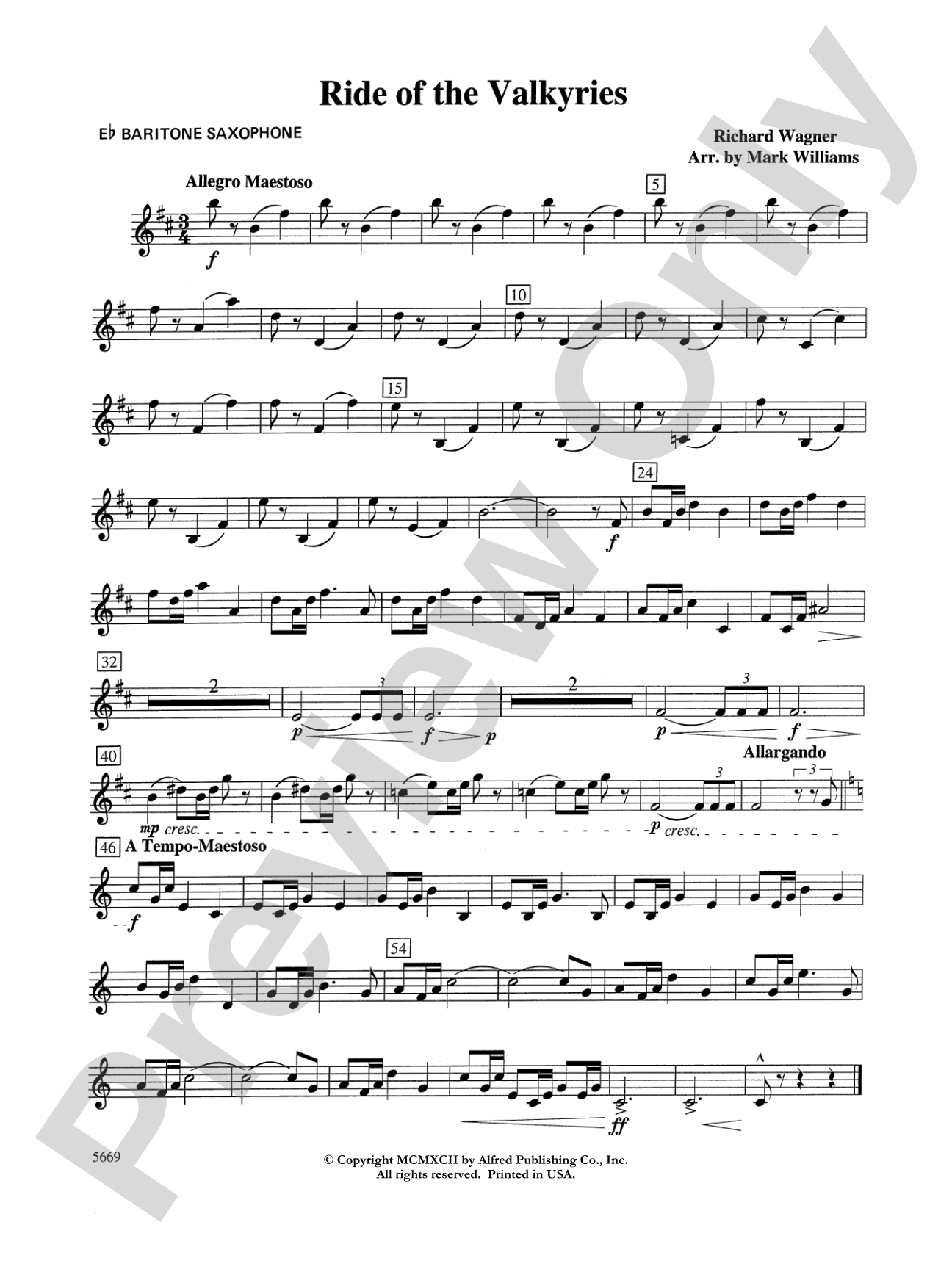 Ride of the Valkyries: E-flat Baritone Saxophone