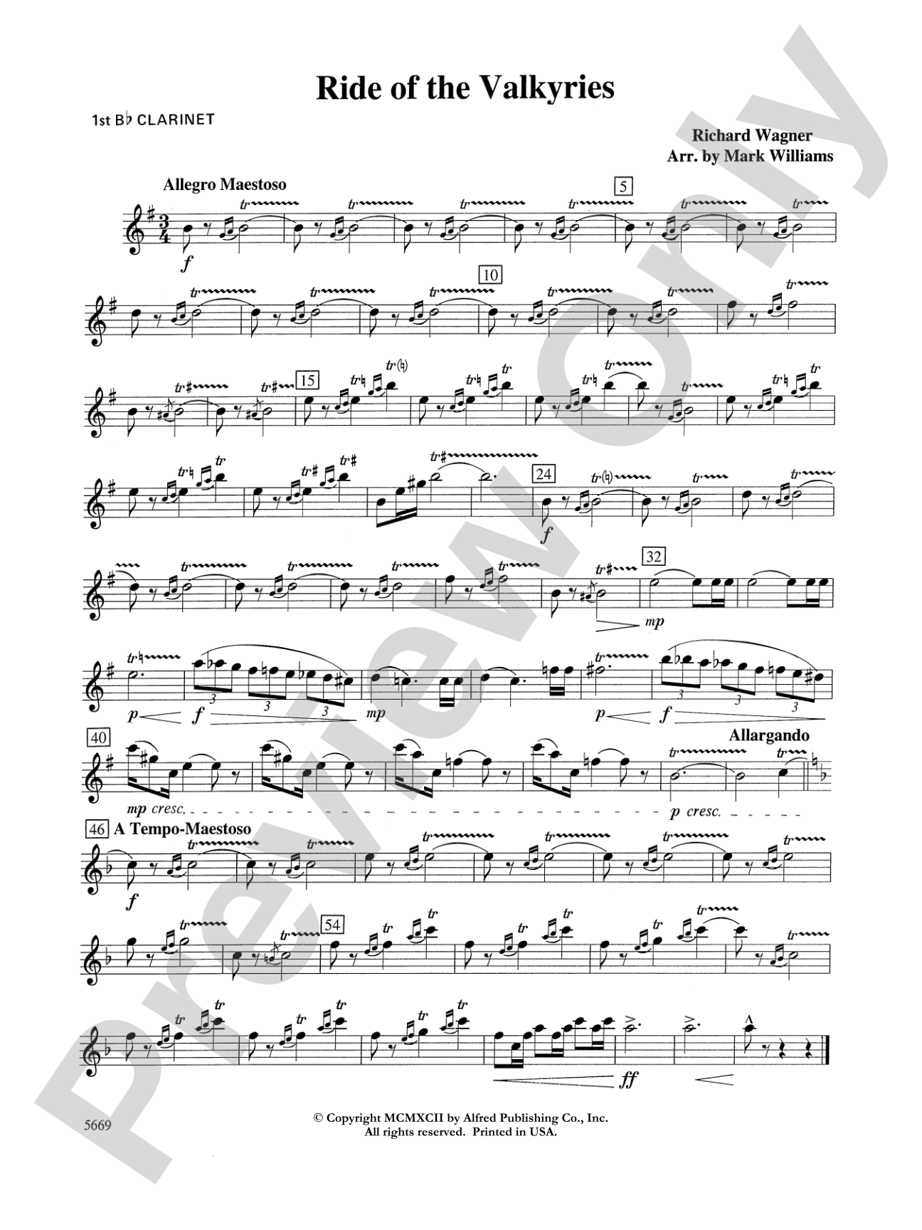 Ride of the Valkyries: 1st B-flat Clarinet