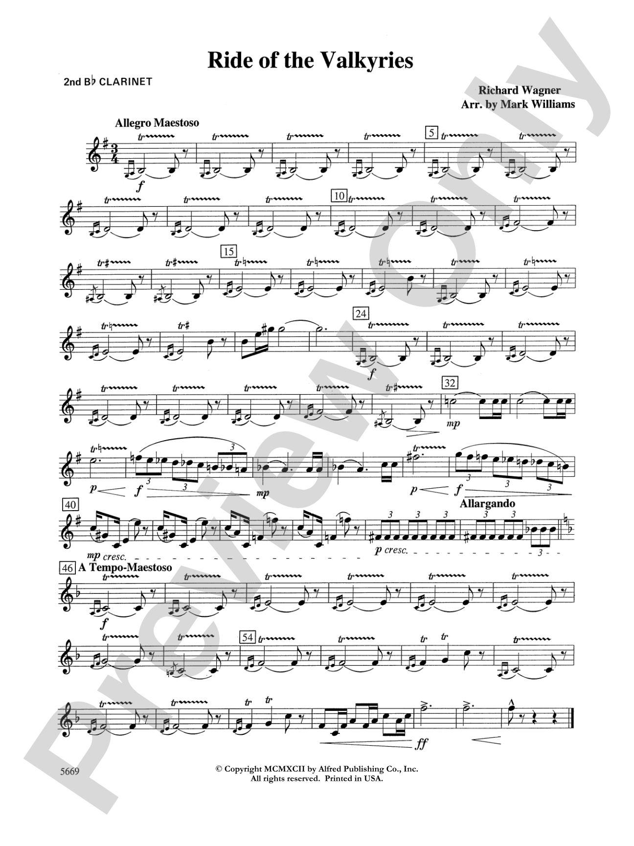 Ride of the Valkyries: 2nd B-flat Clarinet