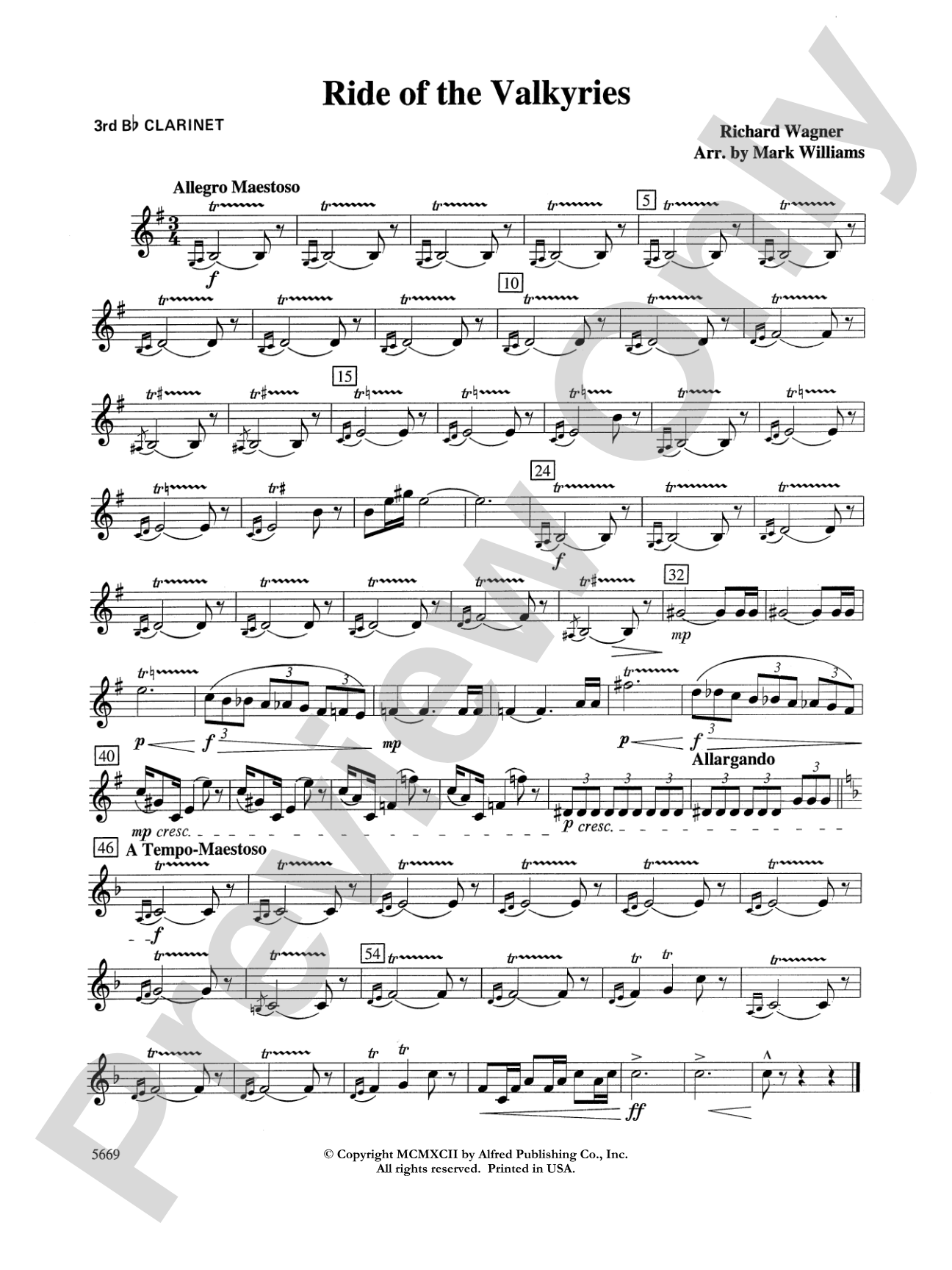 Ride of the Valkyries: 3rd B-flat Clarinet
