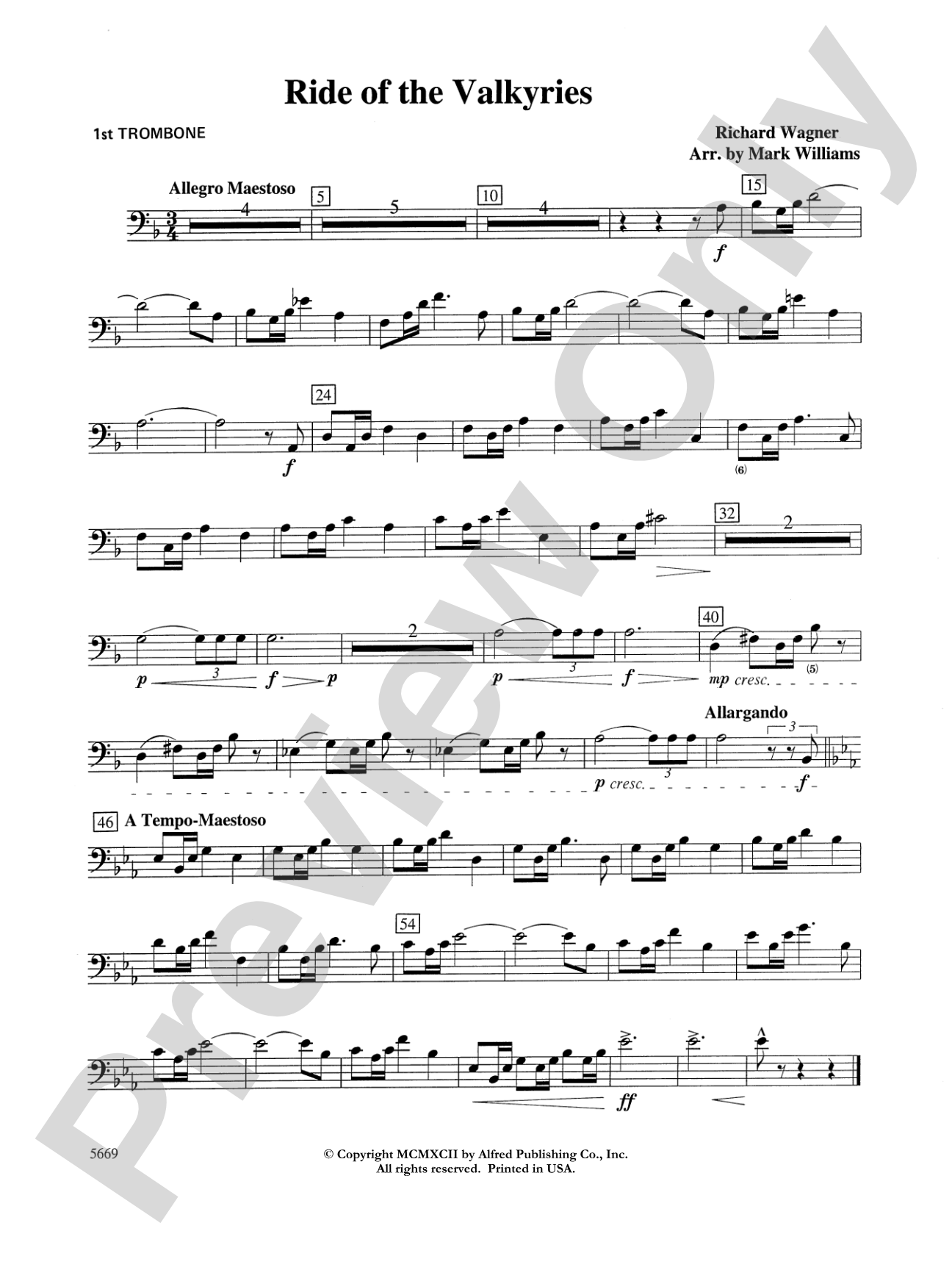 Ride of the Valkyries: 1st Trombone