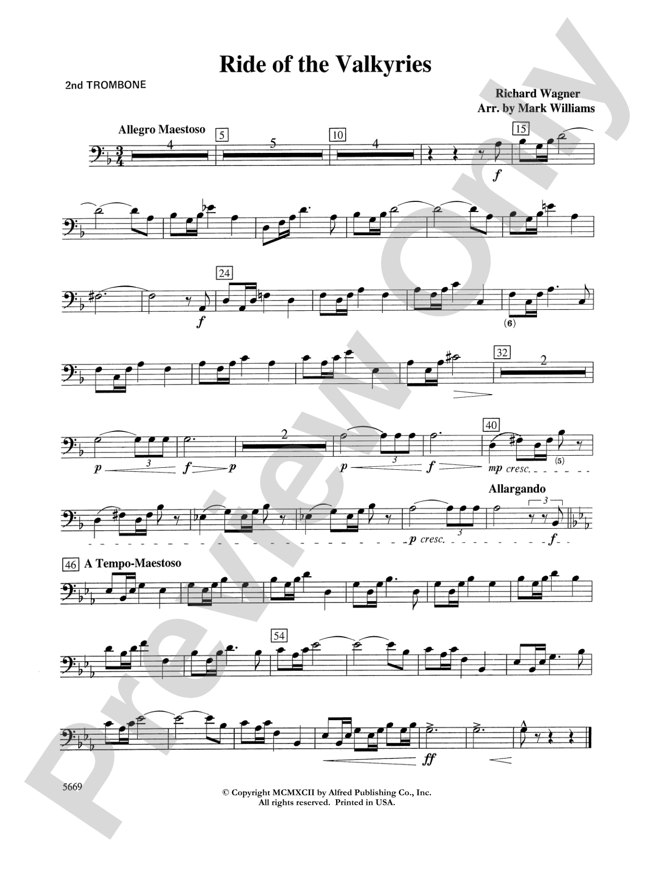 Ride of the Valkyries: 2nd Trombone