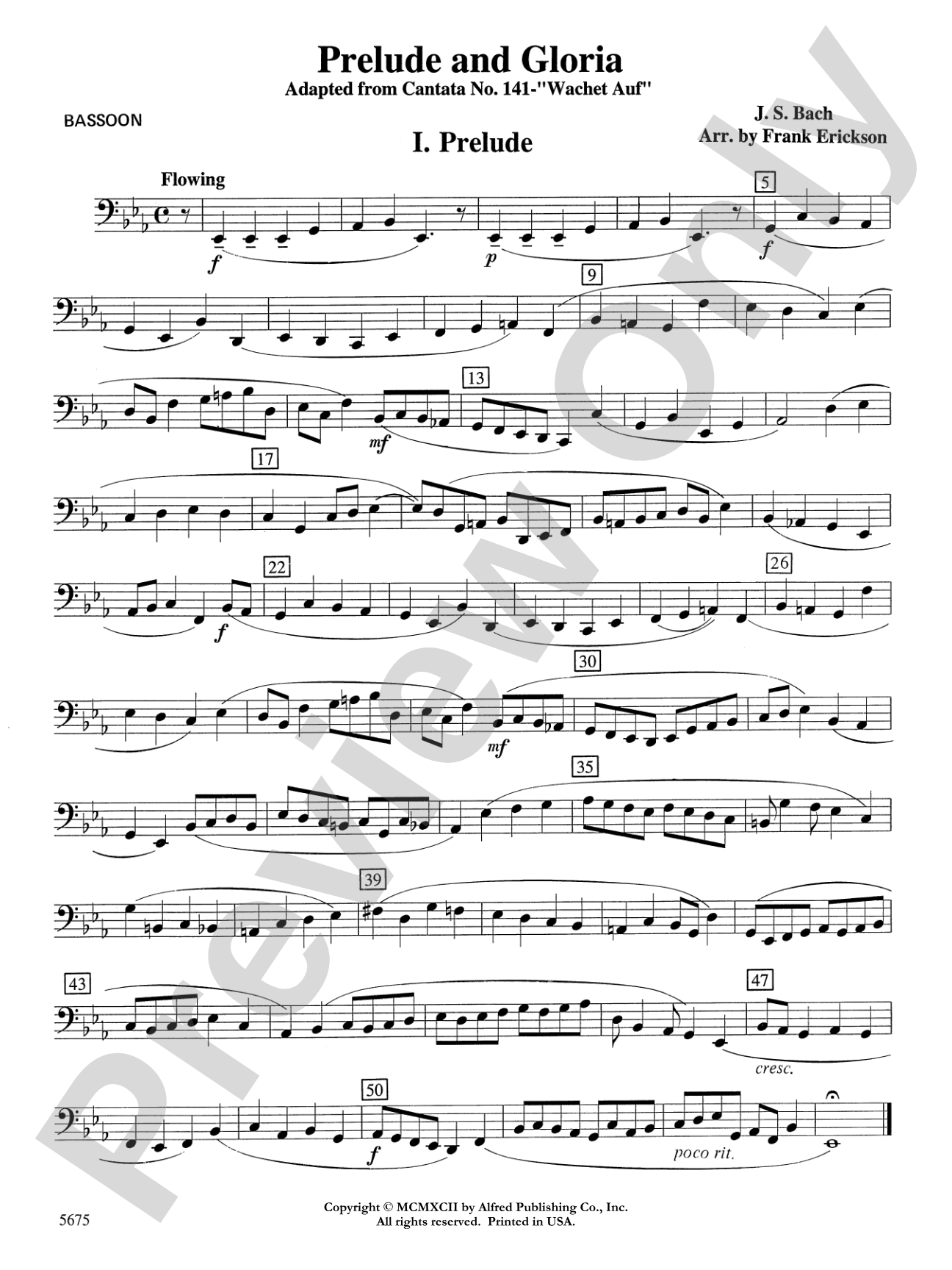 Prelude and Gloria (Adapted from Cantata No. 141 -- "Wachet Auf"): Bassoon