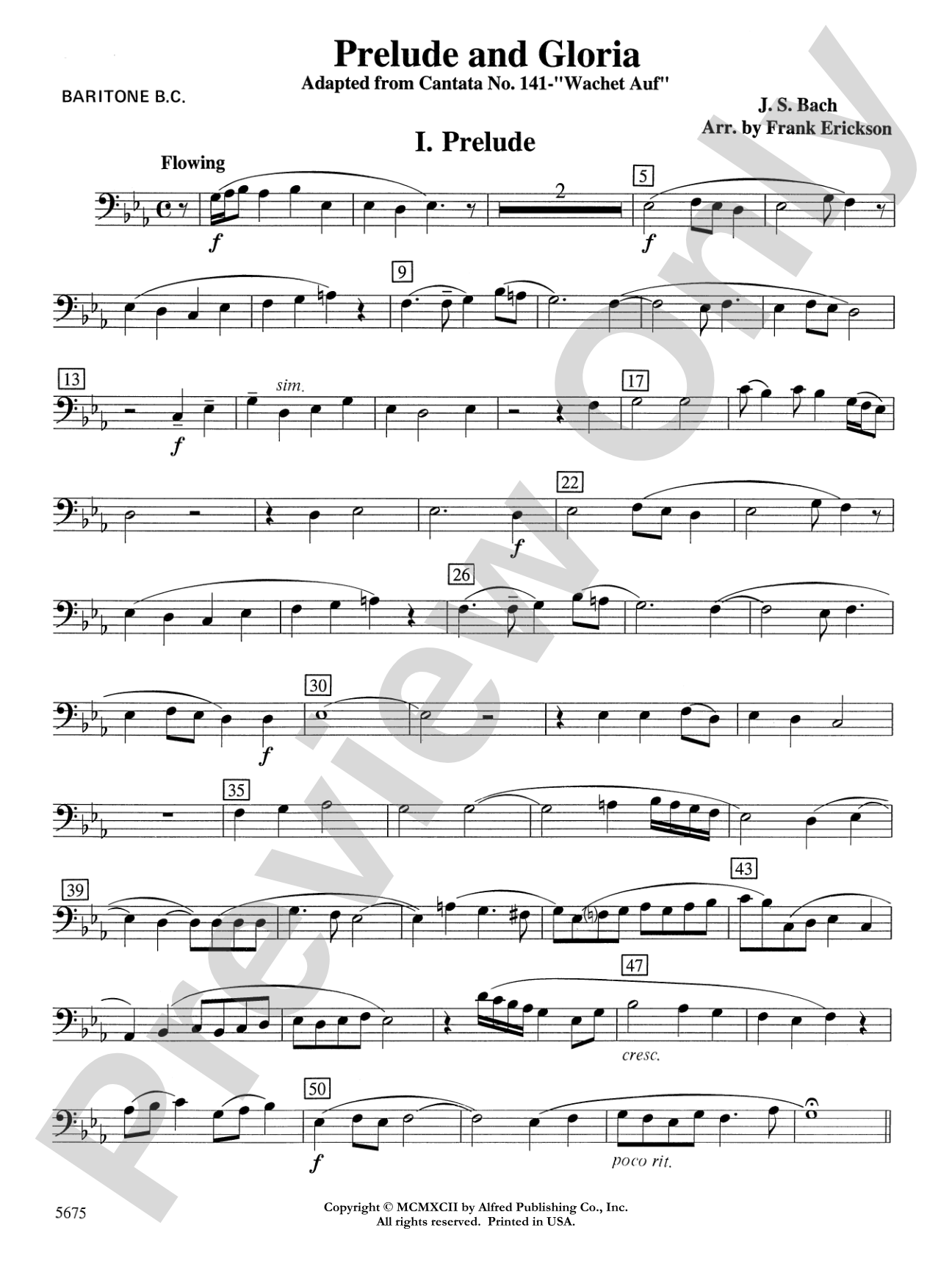 Prelude and Gloria (Adapted from Cantata No. 141 -- "Wachet Auf"): Baritone B.C.
