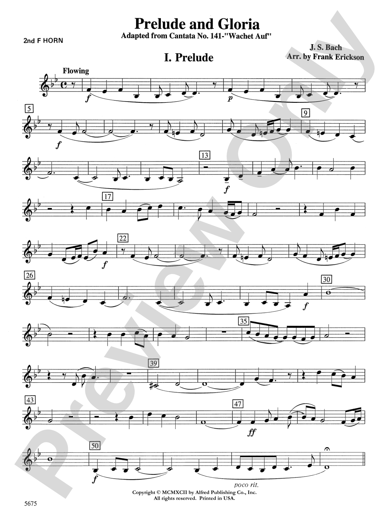 Prelude and Gloria (Adapted from Cantata No. 141 -- "Wachet Auf"): 2nd F Horn