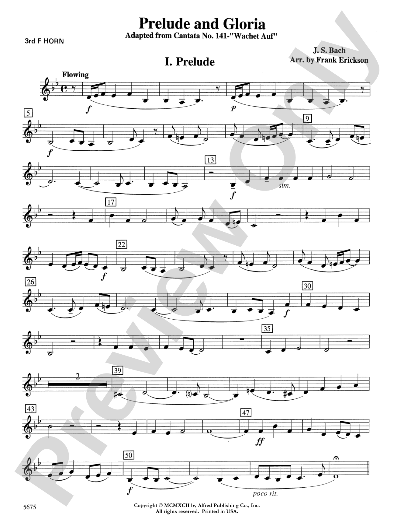 Prelude and Gloria (Adapted from Cantata No. 141 -- "Wachet Auf"): 3rd F Horn
