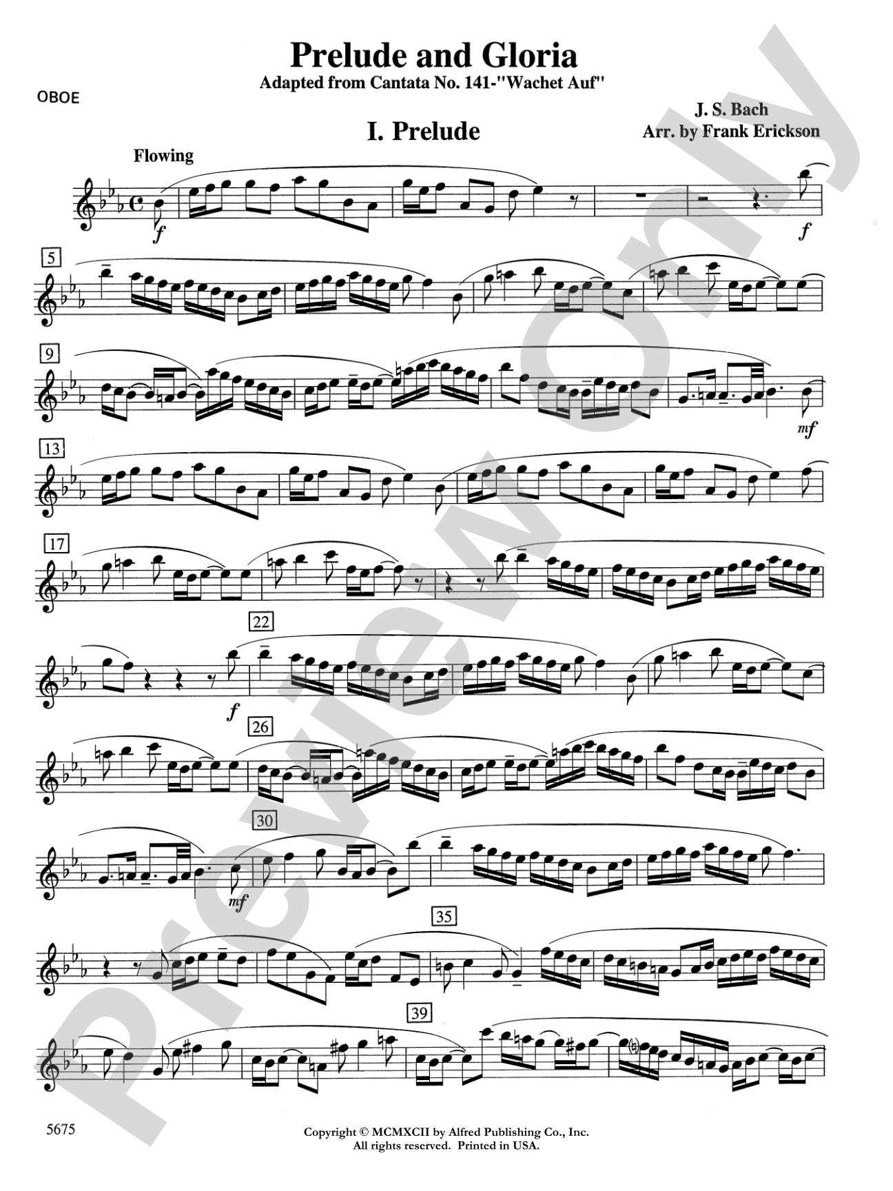 Prelude and Gloria (Adapted from Cantata No. 141 -- "Wachet Auf"): Oboe