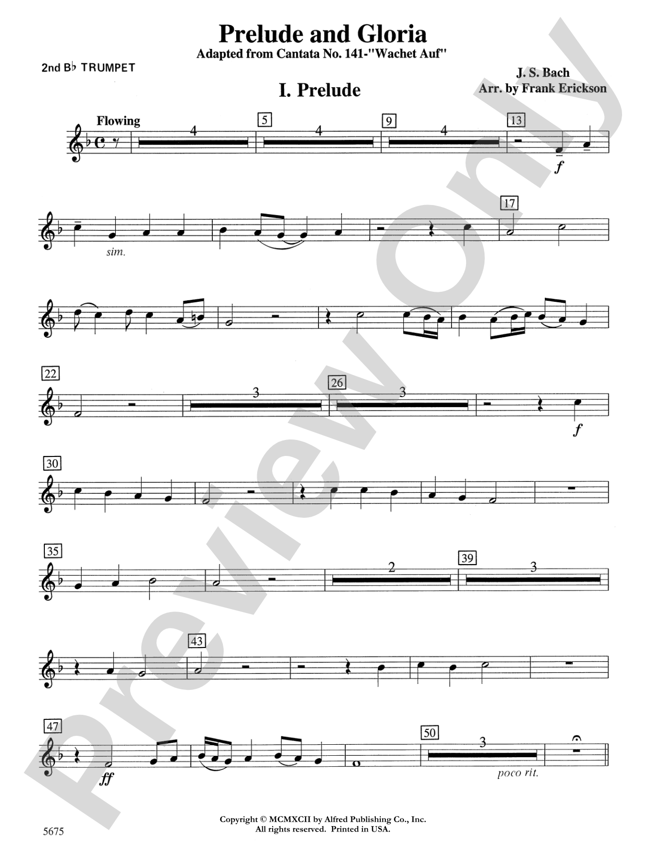Prelude and Gloria (Adapted from Cantata No. 141 -- "Wachet Auf"): 2nd B-flat Trumpet