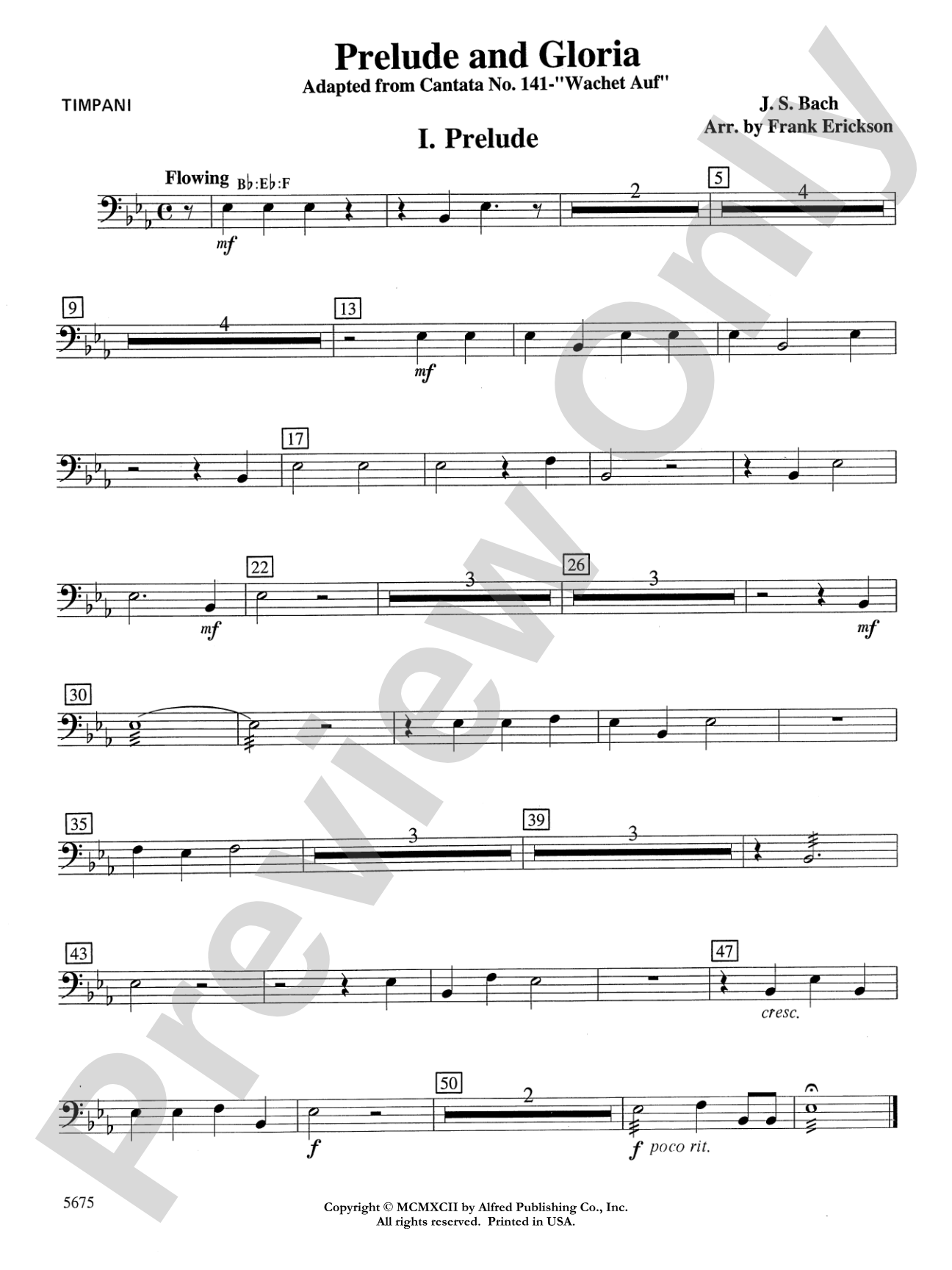 Prelude and Gloria (Adapted from Cantata No. 141 -- "Wachet Auf"): Timpani