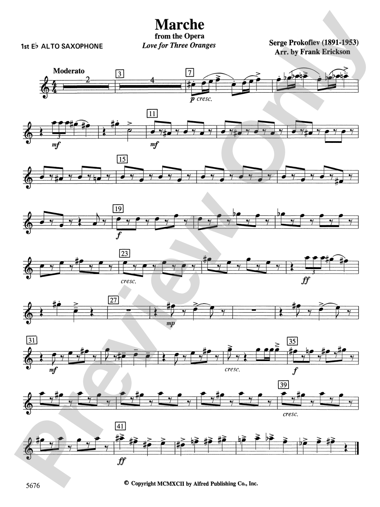 March from the Opera Love for 3 Oranges: E-flat Alto Saxophone