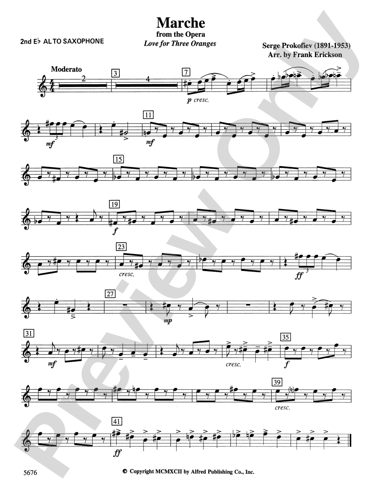 March from the Opera Love for 3 Oranges: 2nd E-flat Alto Saxophone