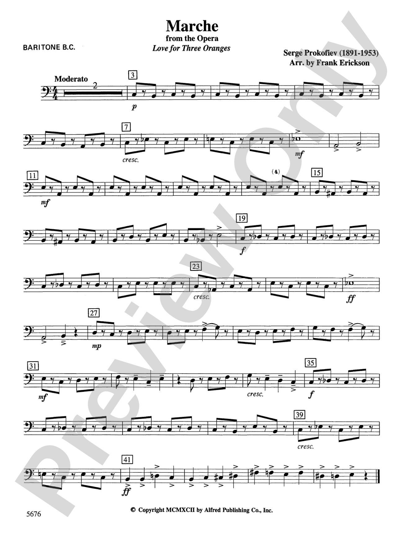 March from the Opera Love for 3 Oranges: Baritone B.C.