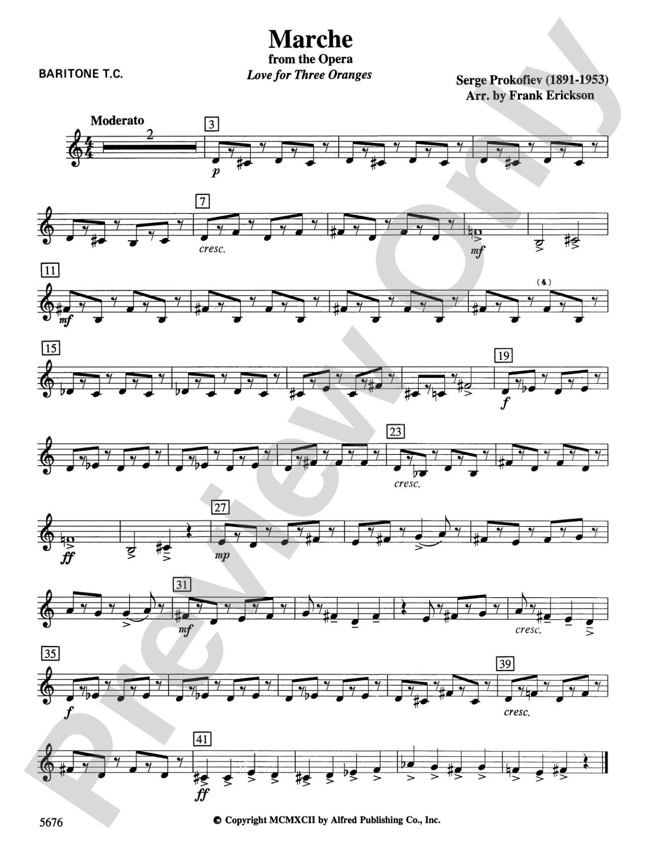 March from the Opera Love for 3 Oranges: Baritone T.C.