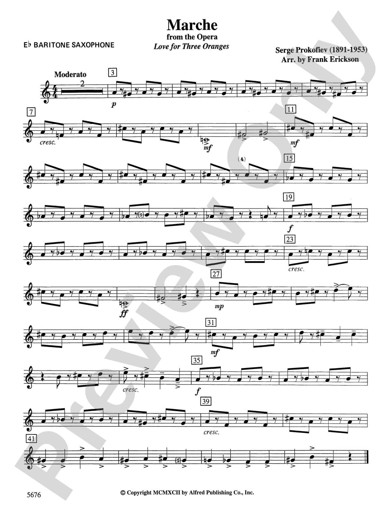 March from the Opera Love for 3 Oranges: E-flat Baritone Saxophone