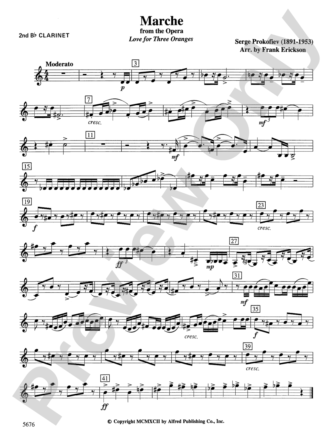 March from the Opera Love for 3 Oranges: 2nd B-flat Clarinet
