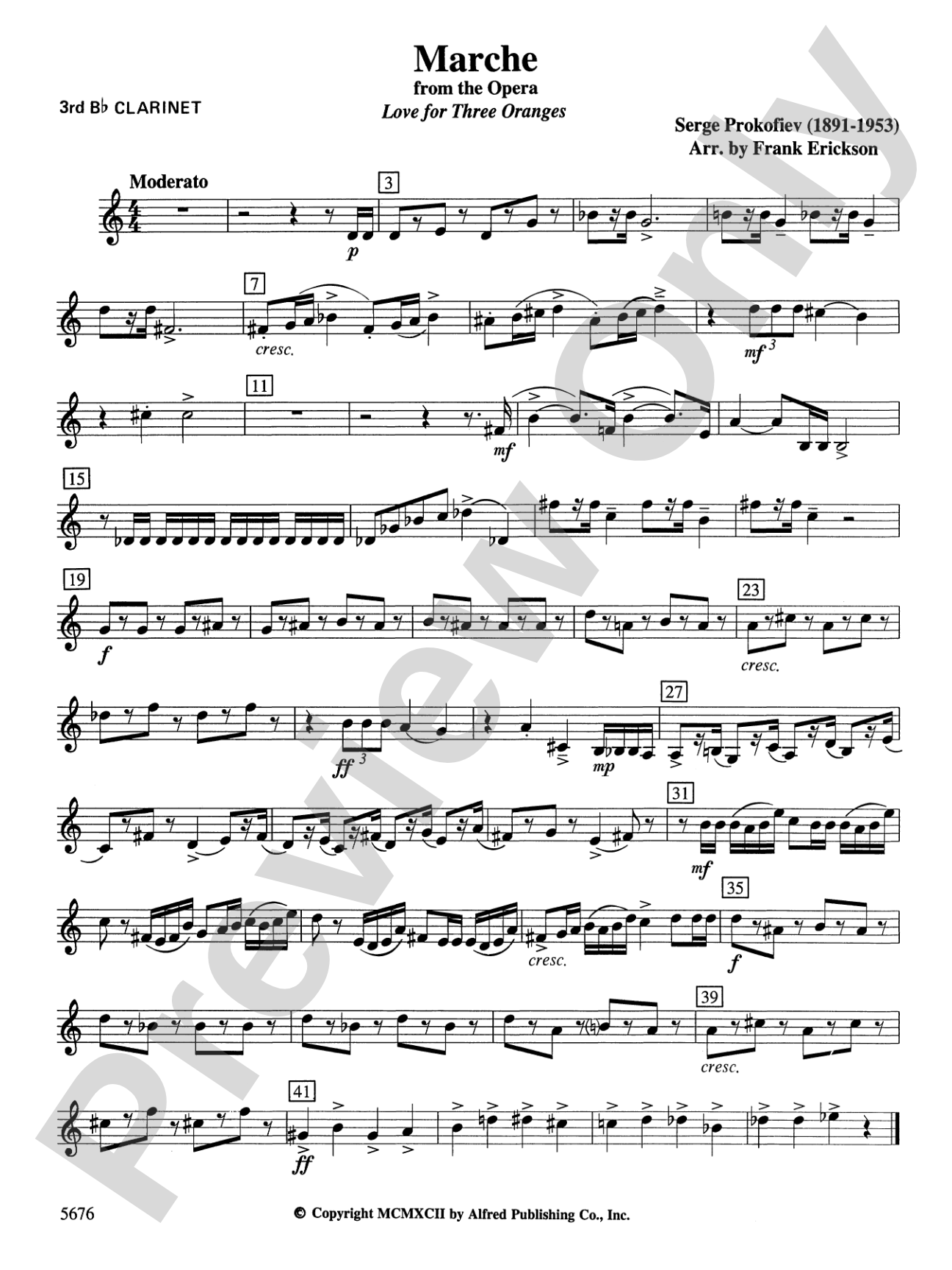 March from the Opera Love for 3 Oranges: 3rd B-flat Clarinet