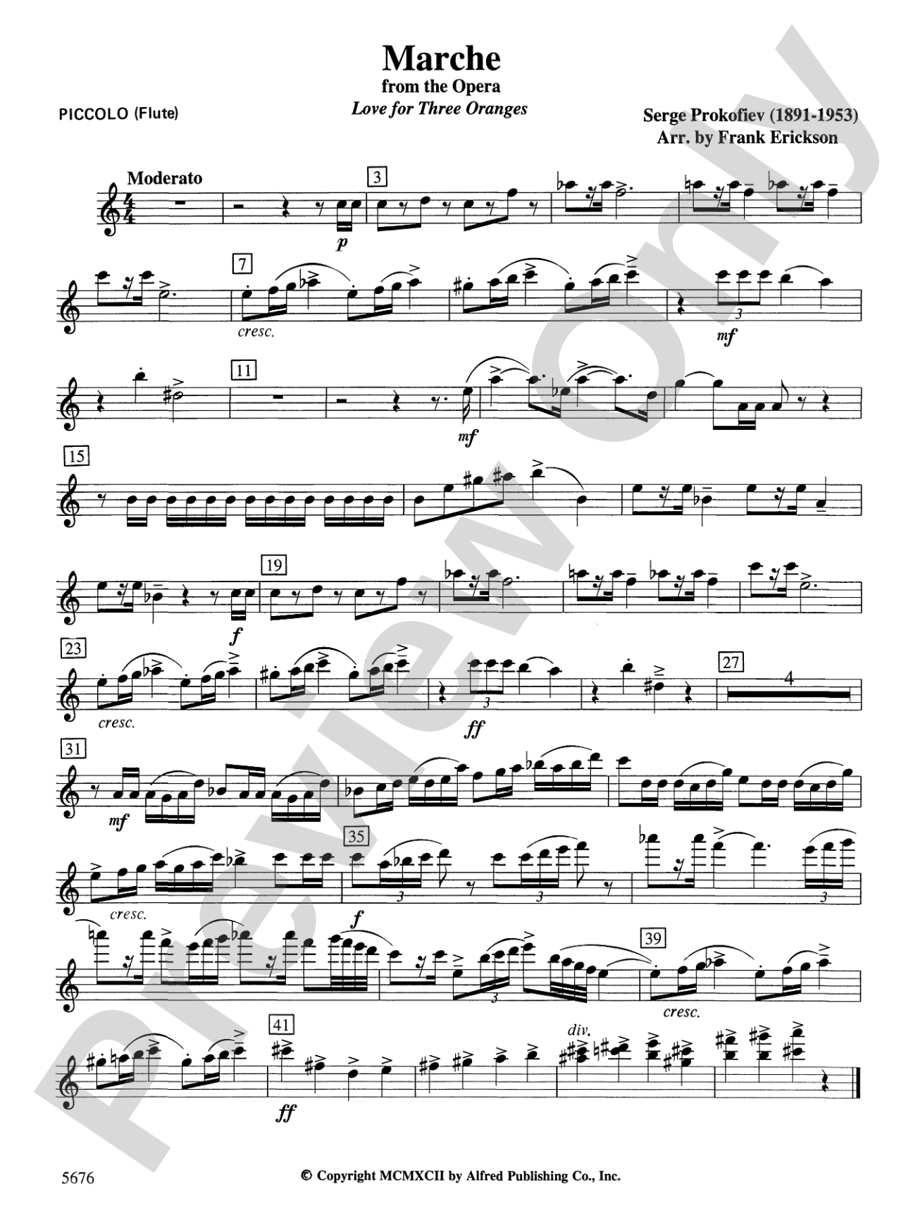 March from the Opera Love for 3 Oranges: Flute