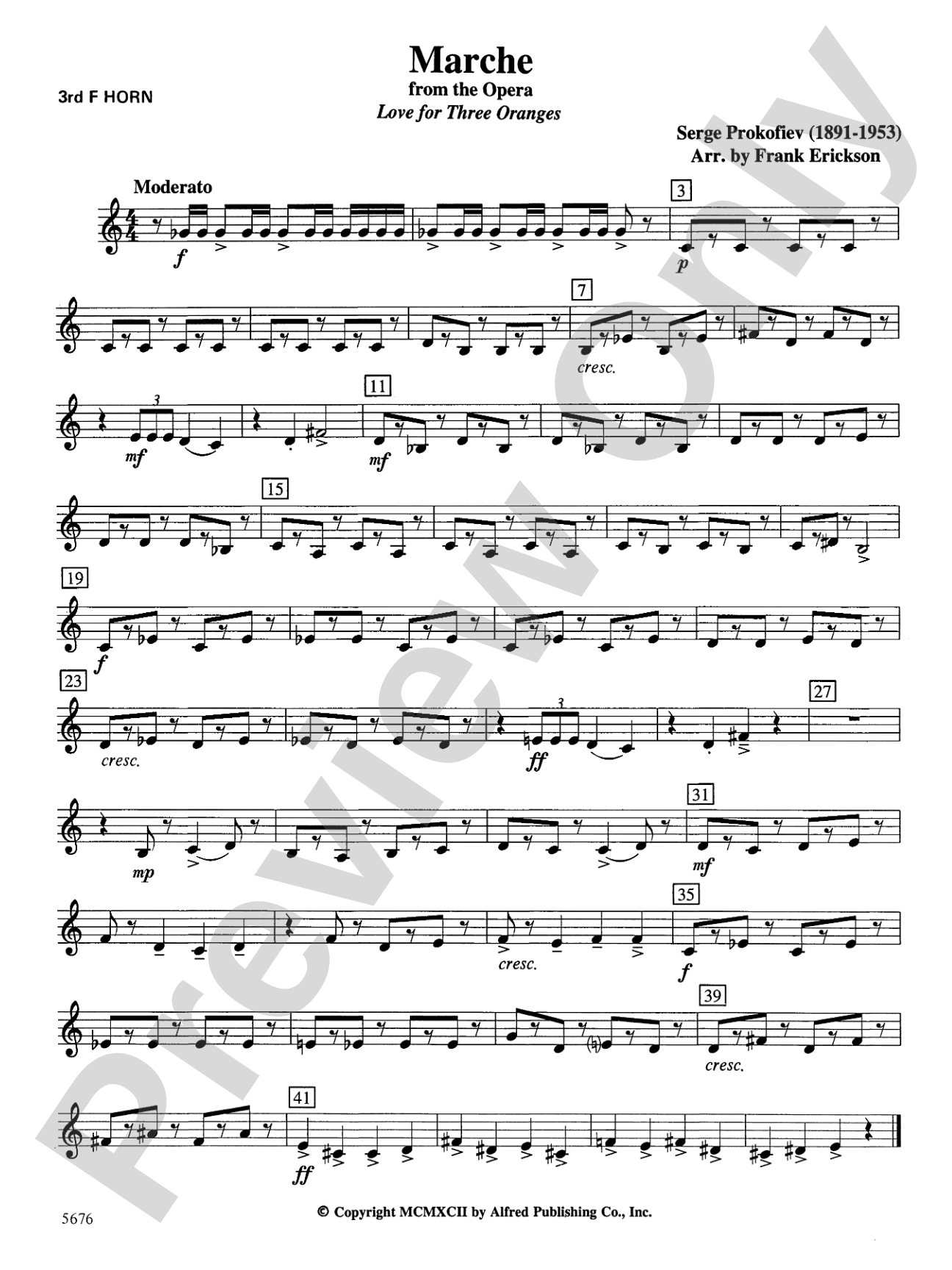March from the Opera Love for 3 Oranges: 3rd F Horn