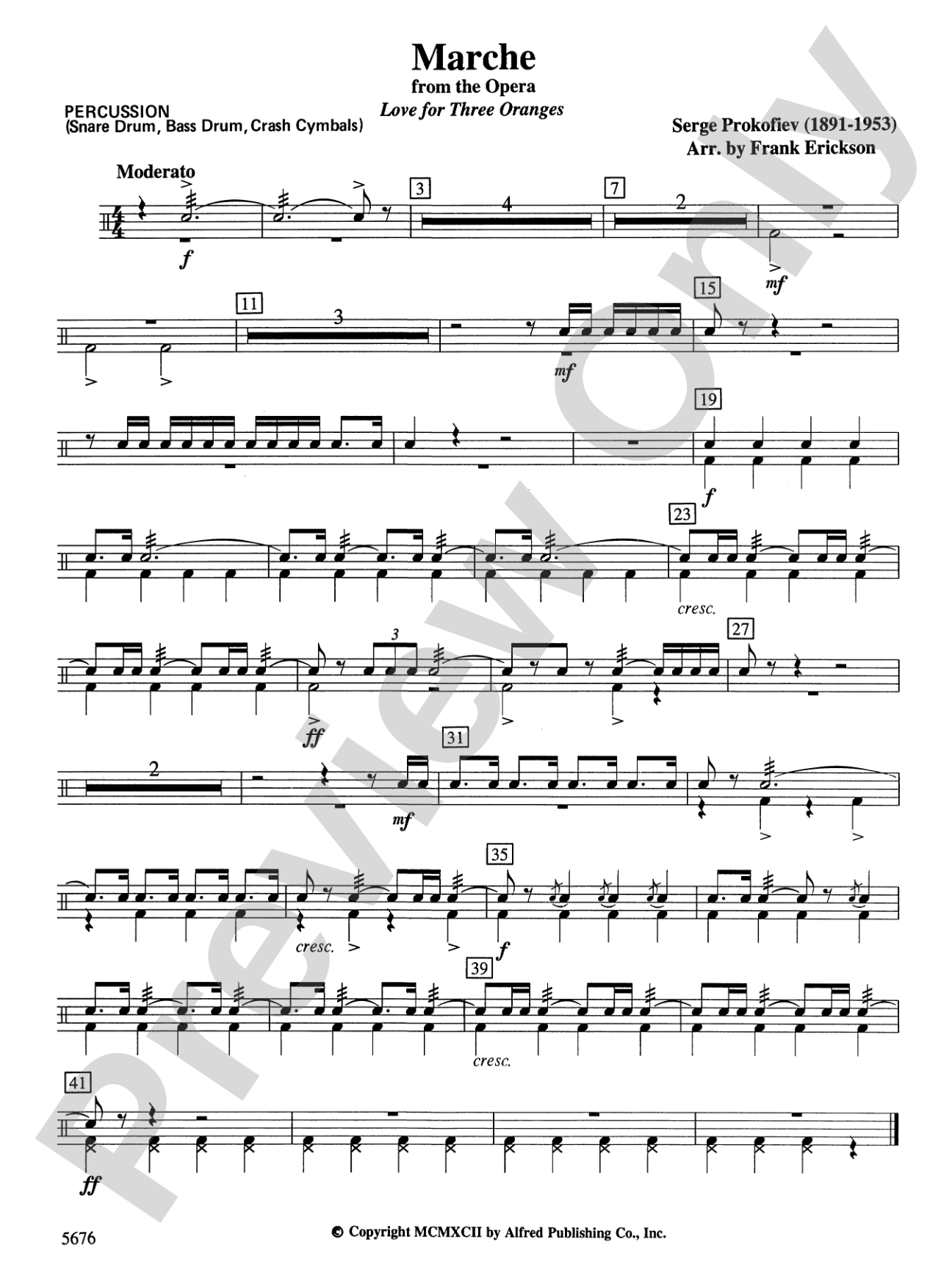 March from the Opera Love for 3 Oranges: 1st Percussion