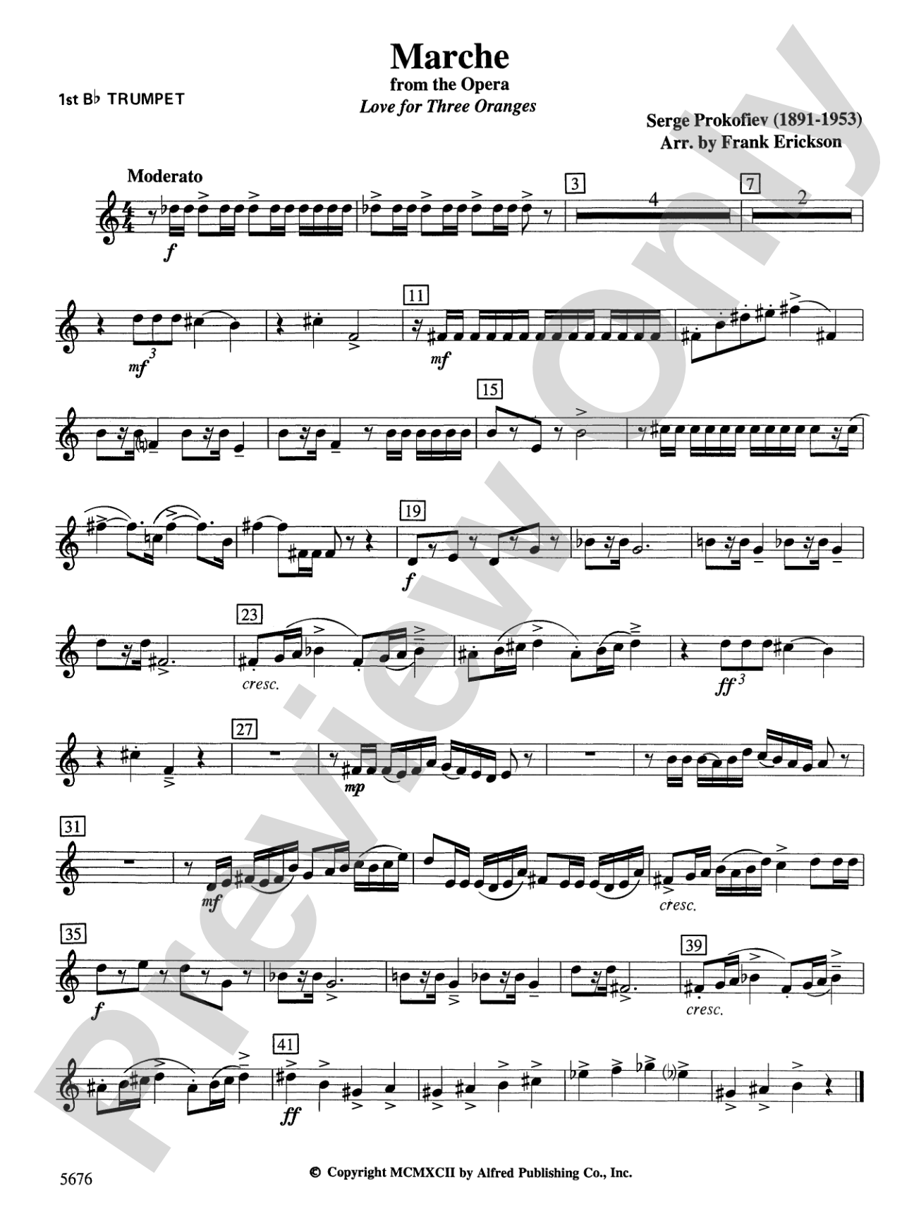 March from the Opera Love for 3 Oranges: 1st B-flat Trumpet
