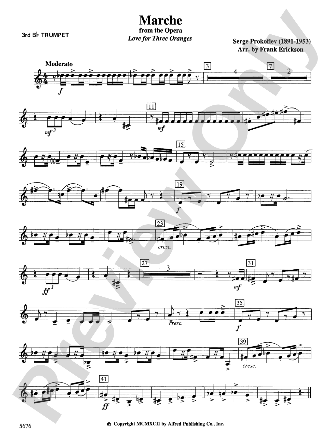 March from the Opera Love for 3 Oranges: 3rd B-flat Trumpet