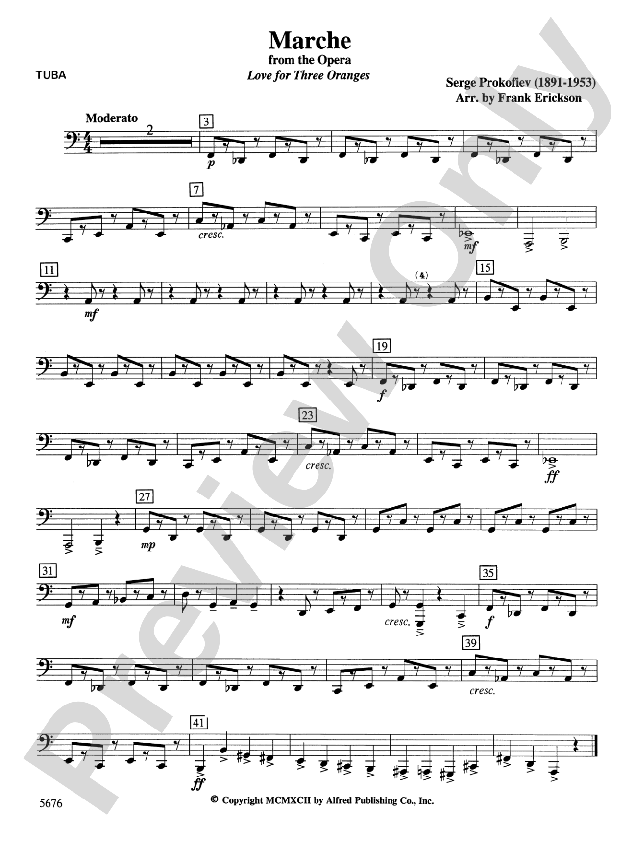 March from the Opera Love for 3 Oranges: Tuba