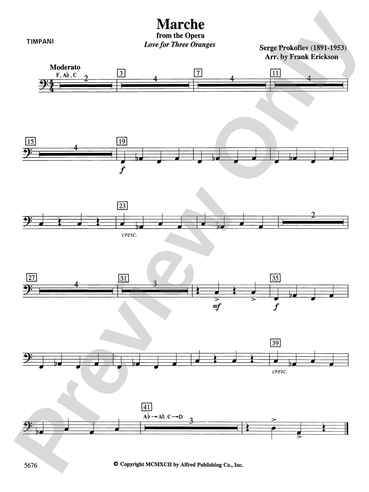 March from the Opera Love for 3 Oranges: Timpani