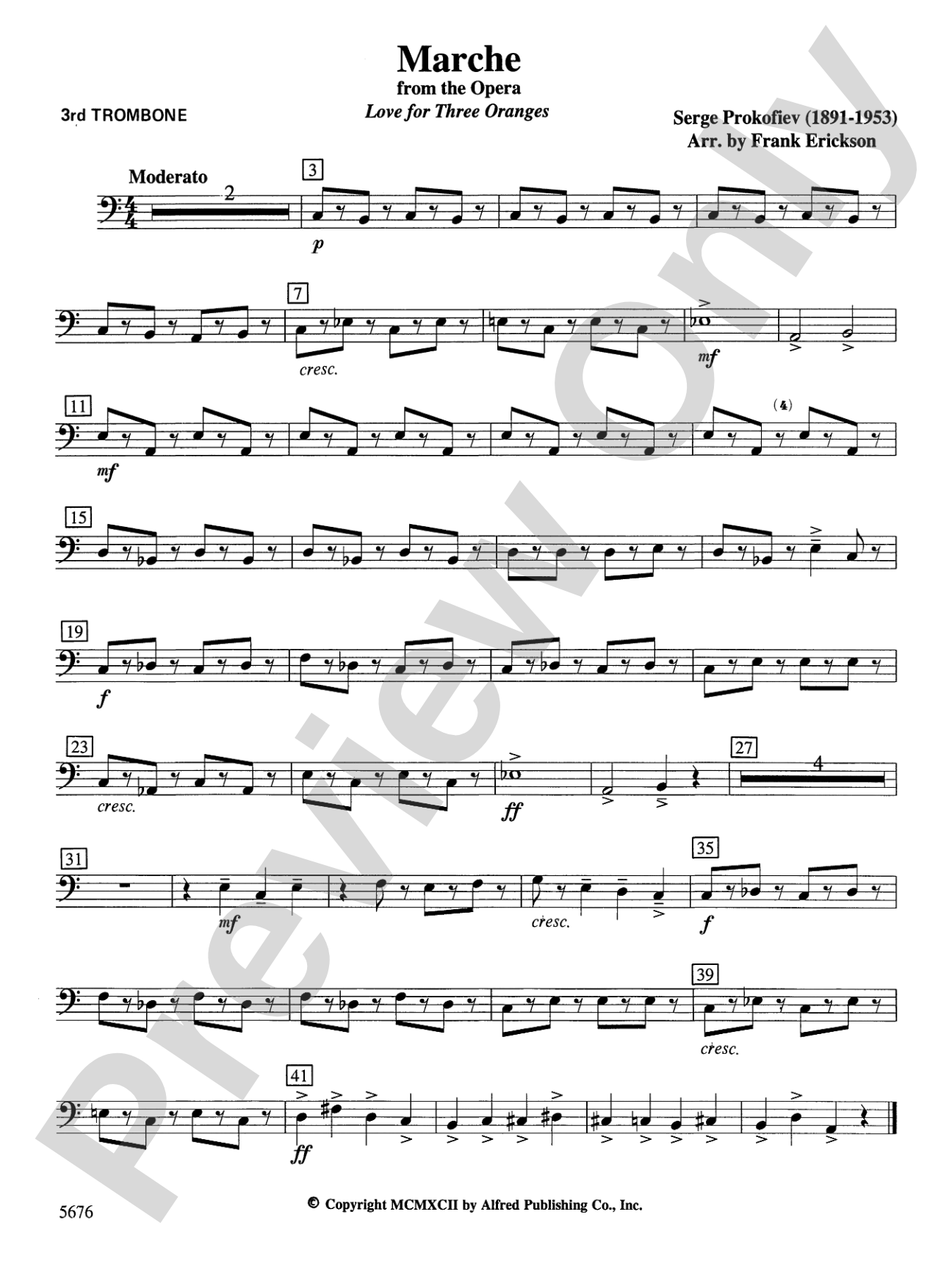 March from the Opera Love for 3 Oranges: 3rd Trombone